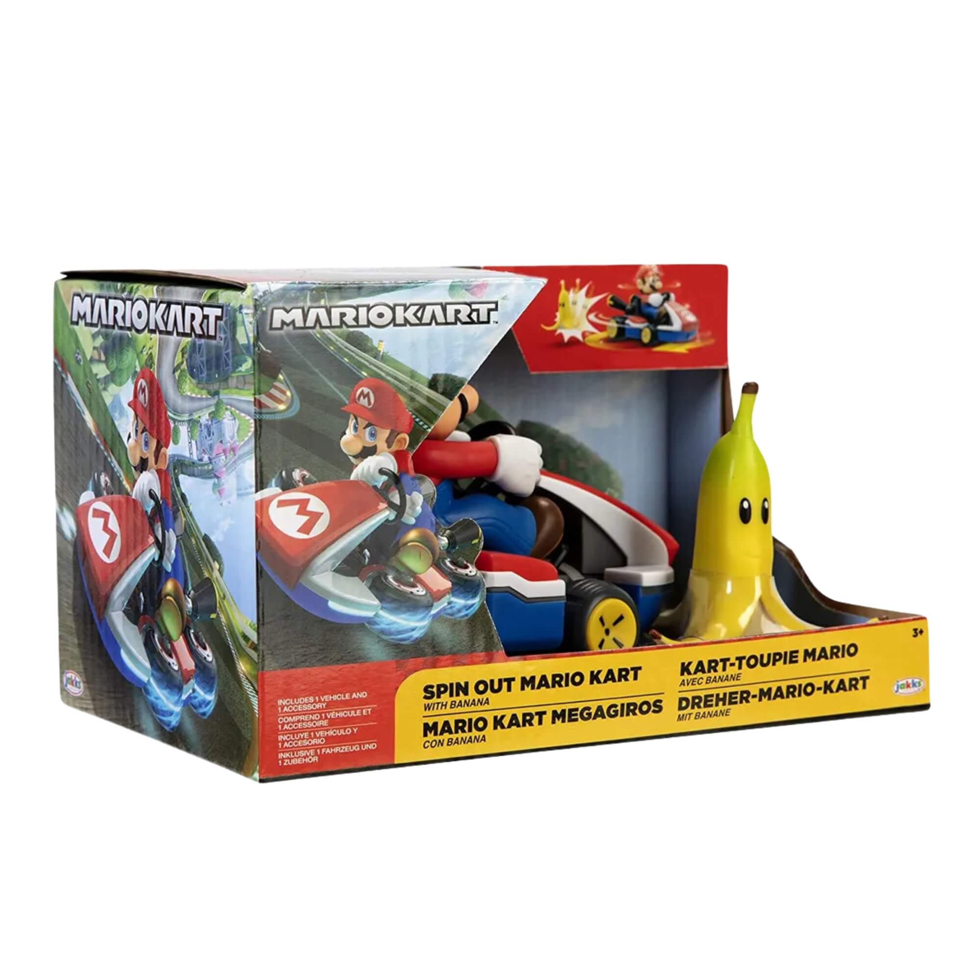 Carrinho Kart Super Mario ou Luigi Spin Out com Casca de Banana de Brinquedo Candide - 3022