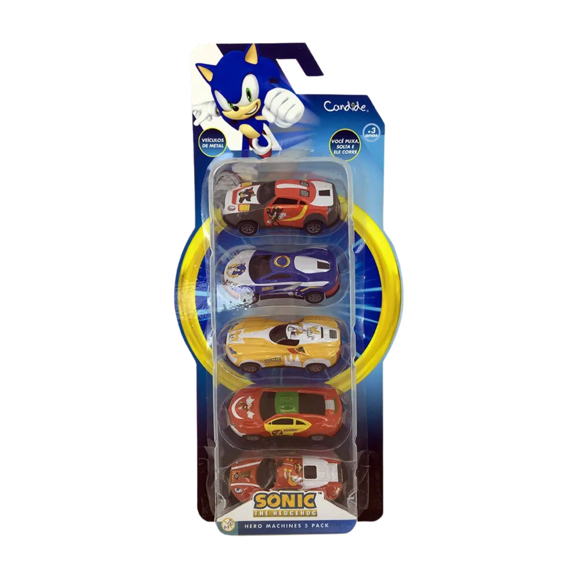Brinquedo Infantil Conjunto Mini Veiculos Pullback com 5 Sonic Candide - 4610