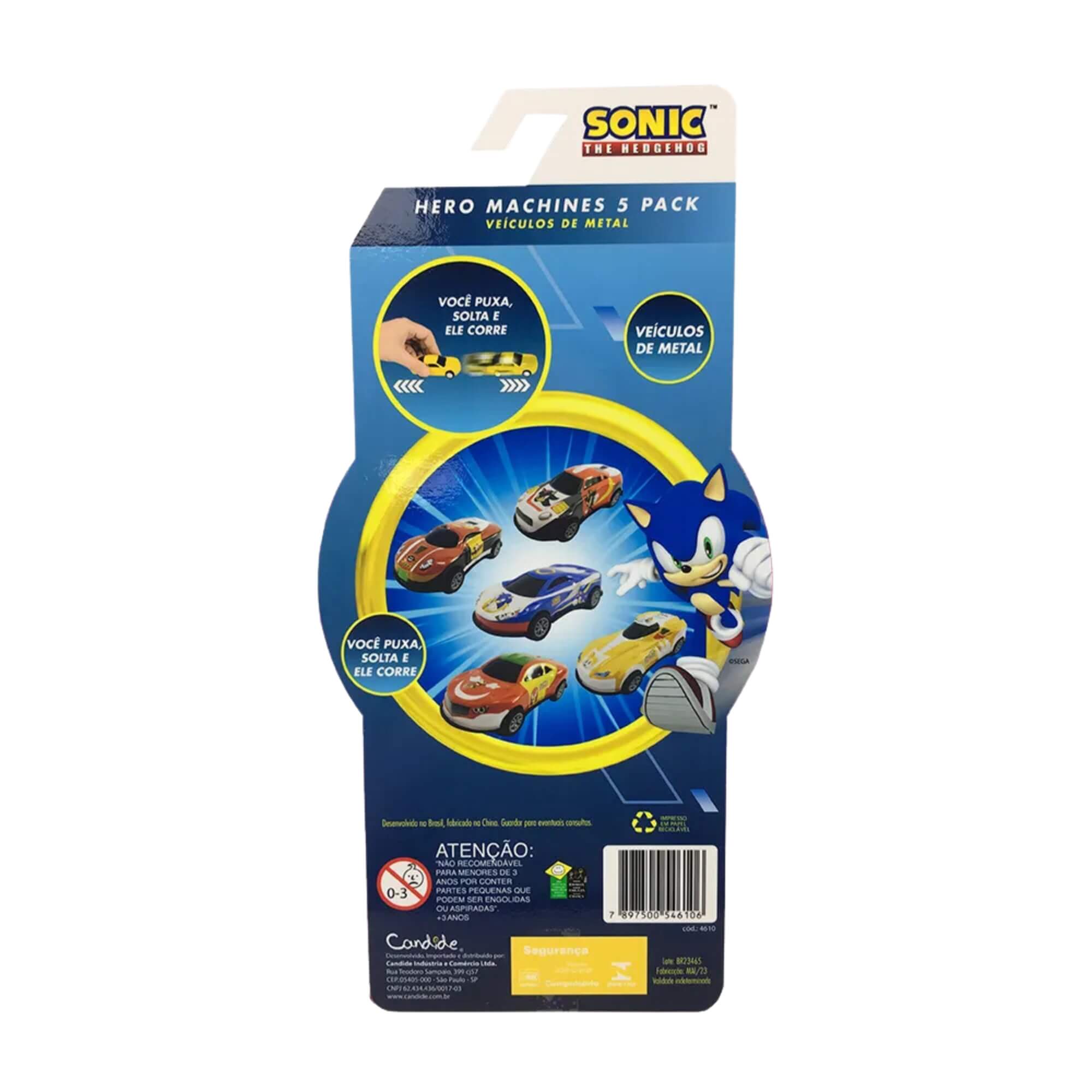 Brinquedo Infantil Conjunto Mini Veiculos Pullback com 5 Sonic Candide - 4610