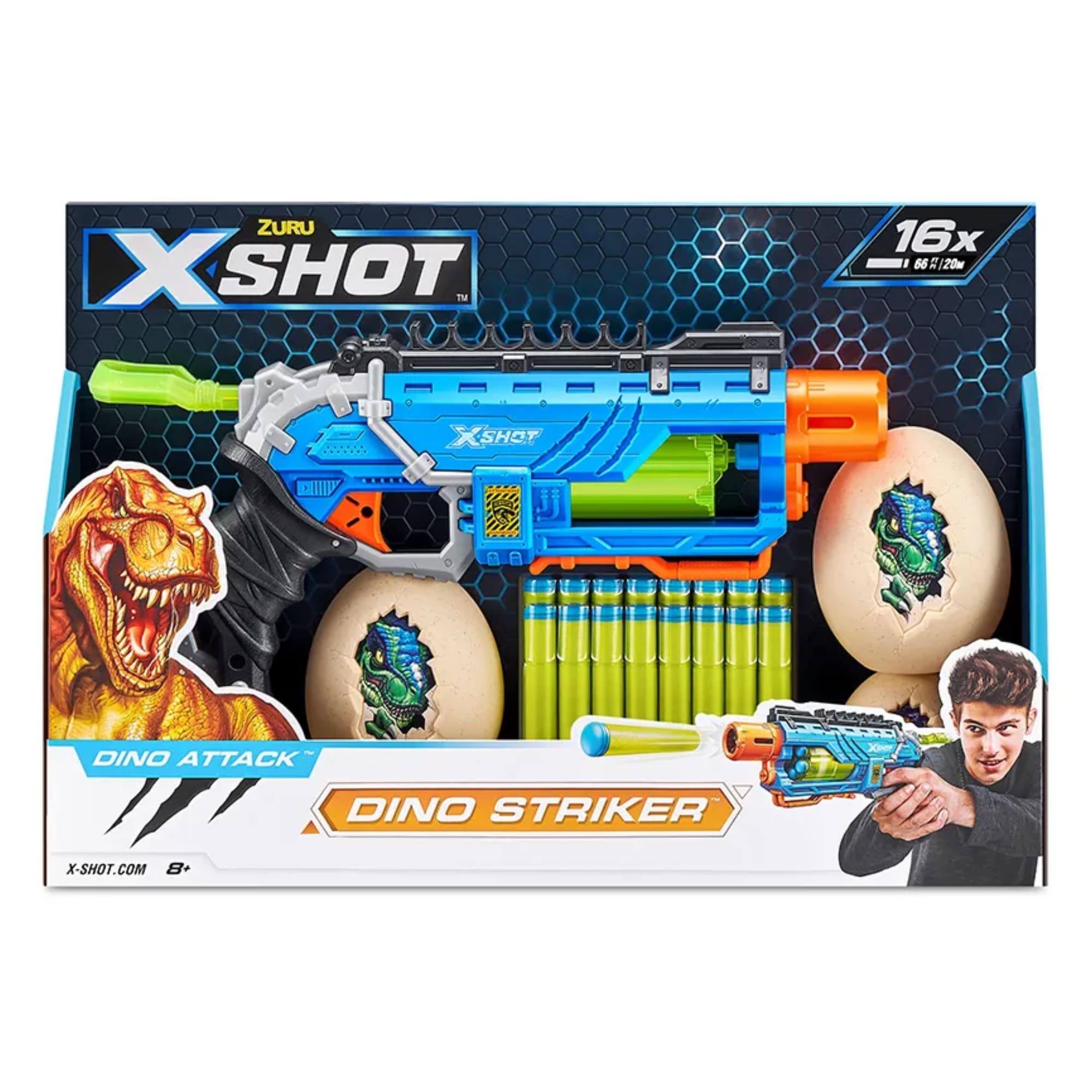 Brinquedo Lançador De Dardos Xshot Dino Attack Dino Striker Blue - Candide 5572