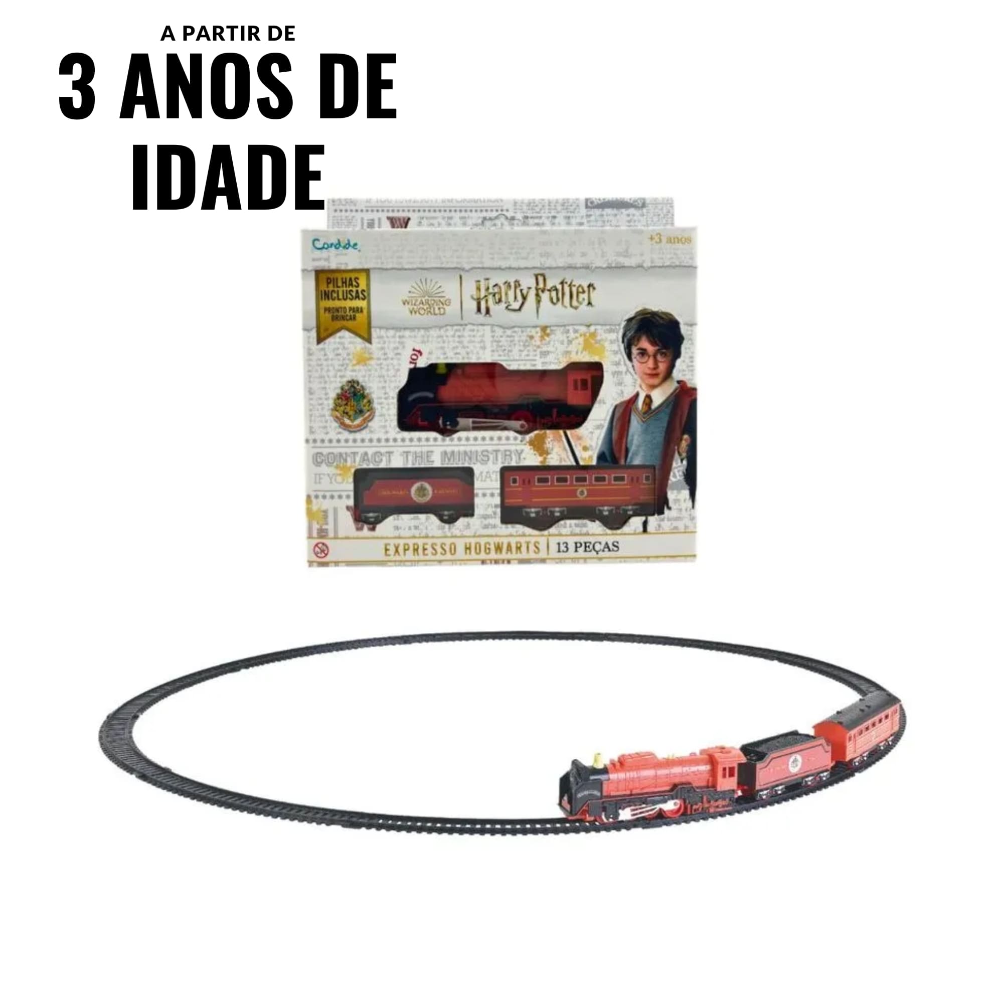 Brinquedo Ferrovia Mágica Trem Expresso de Hogwarts - Harry Potter - 13 Peças - Candide 37000
