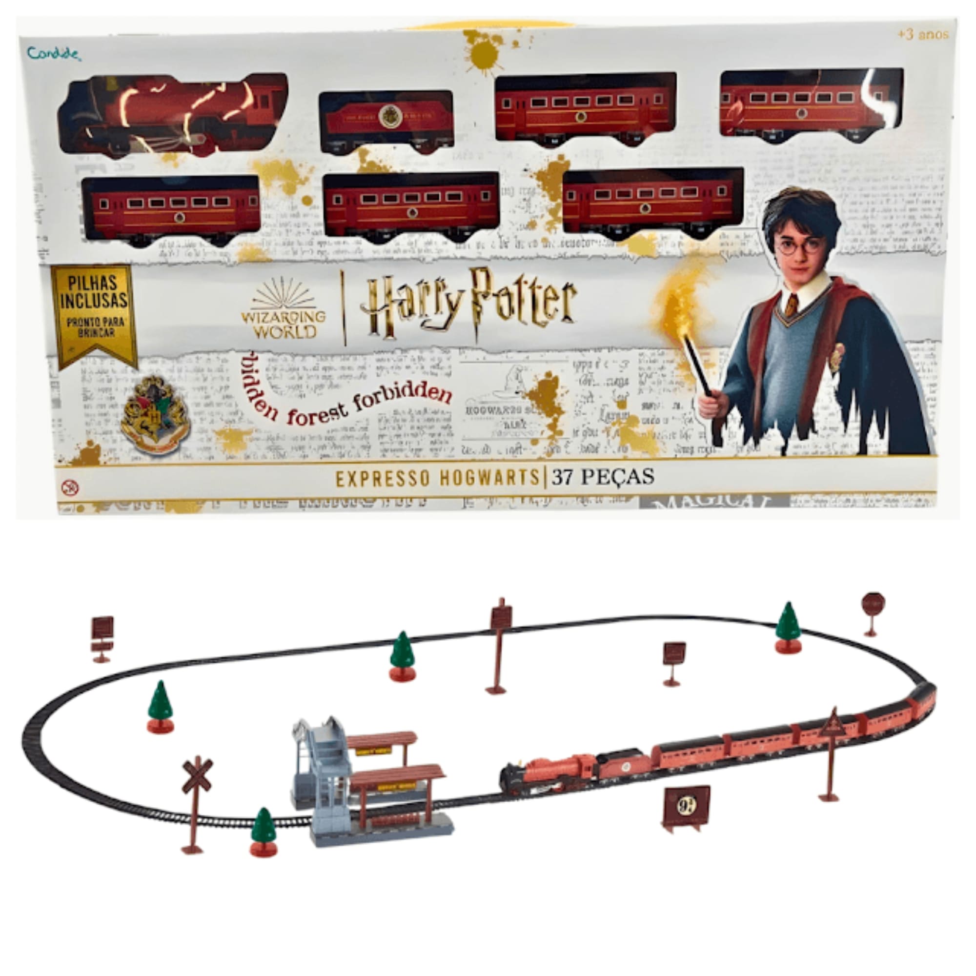 Brinquedo Ferrovia Mágica do Harry Potter - Expresso de Hogwarts - 37 Peças - Candide 37002