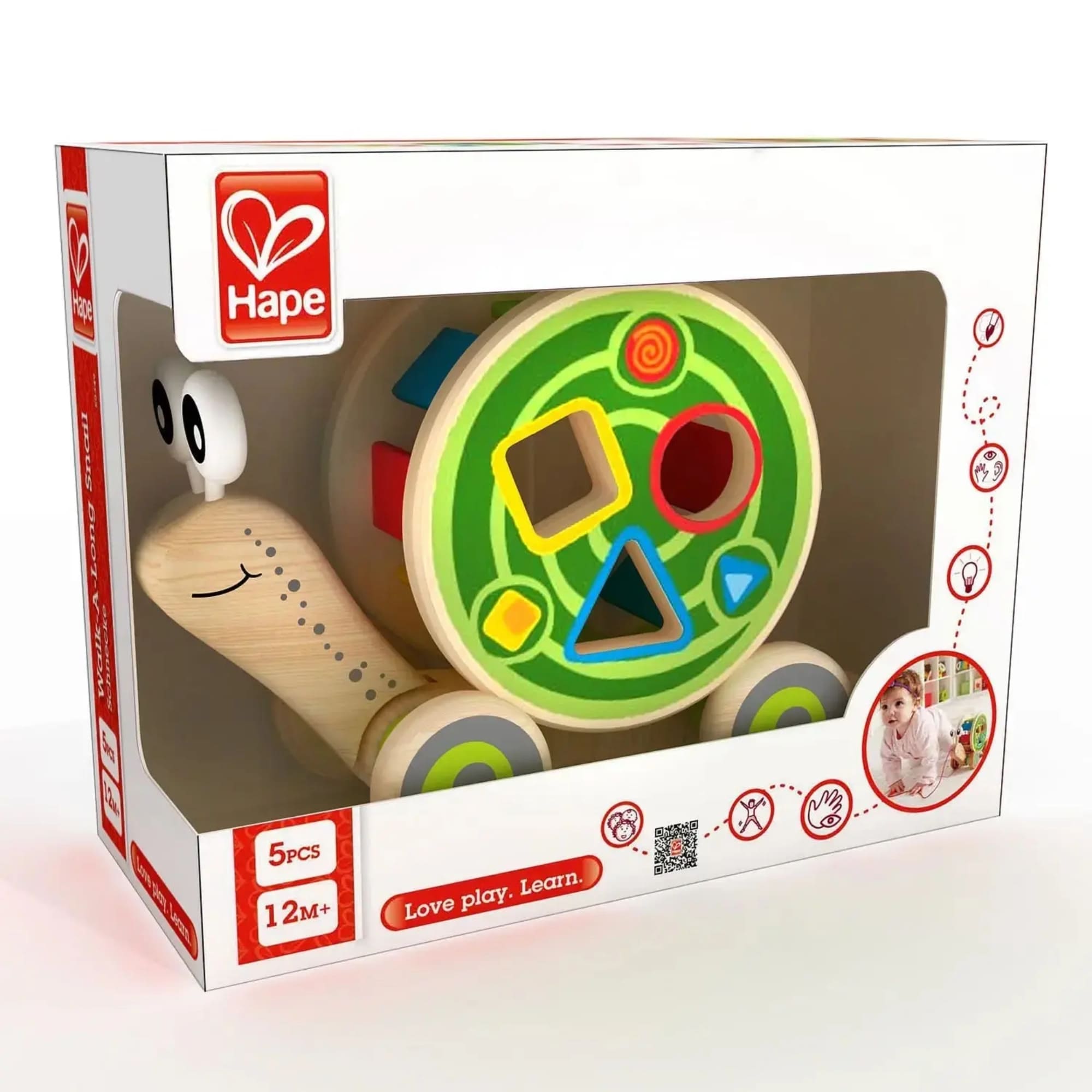 Brinquedo Caracol de Passeio com Formas Geométricas Infantil Mexe o Rabo - Hape Xalingo 67554