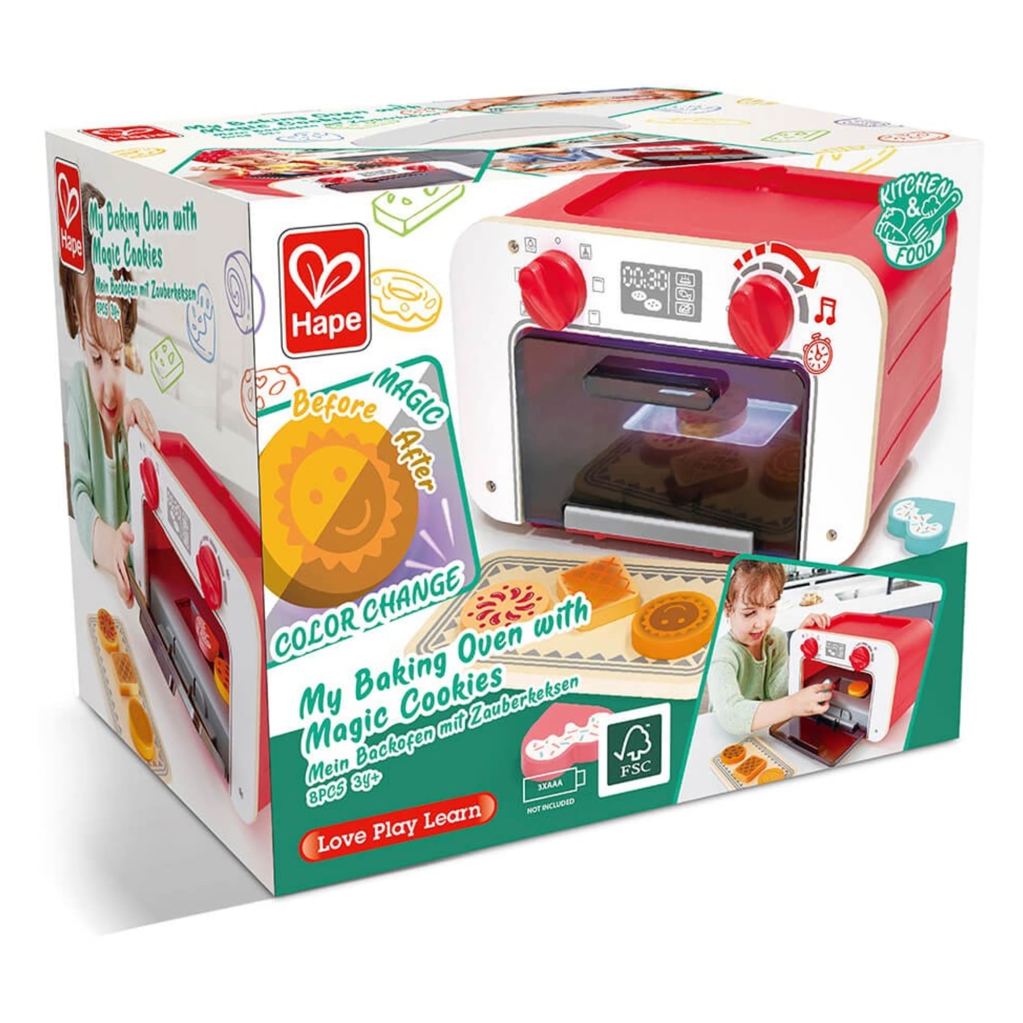 Brinquedo de Cozinha Forninho Mágico c/ Som, Luz e 6 biscoitos mágicos Hape Xalingo - 67609