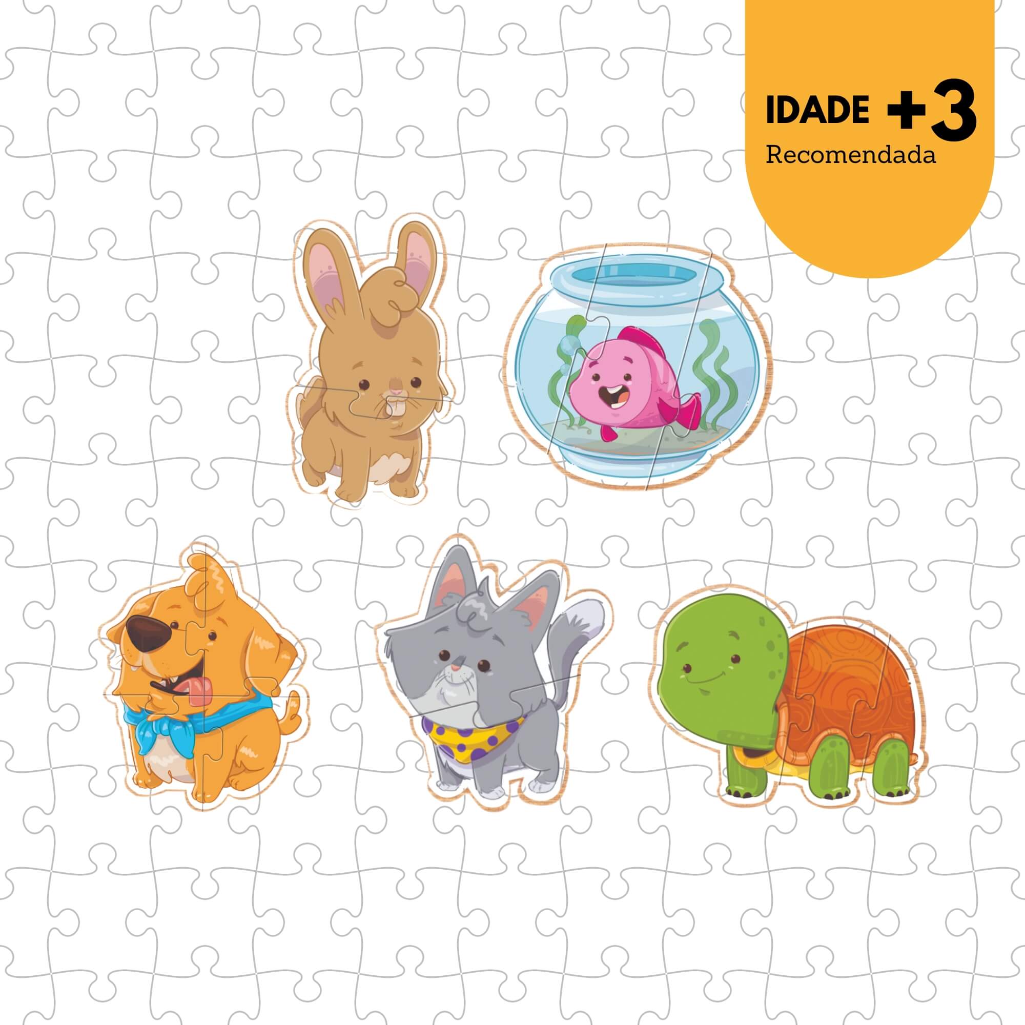 Quebra-Cabeça Infantil I Love My Pets 30 Peças Madeira NIG - 0439
