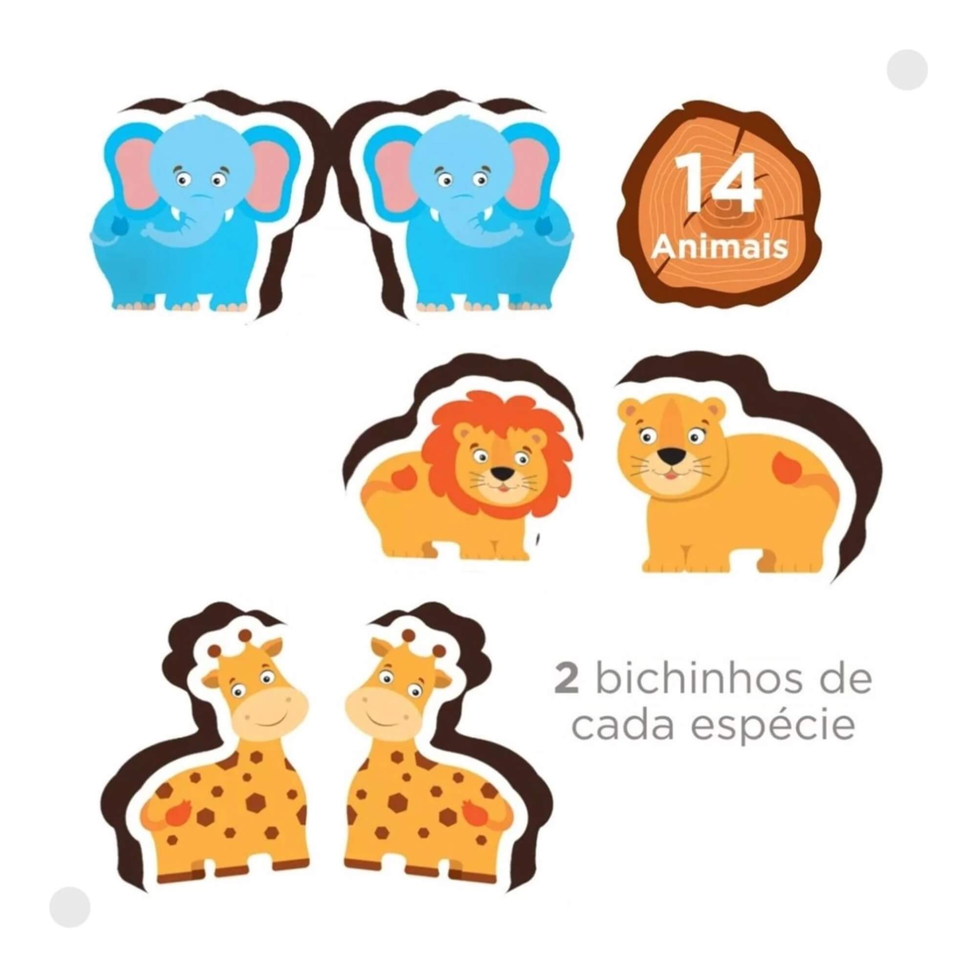 Brinquedo de Madeira Arca de Noé 34 Peças Bebê Encaixe as Formas Nig - 0475