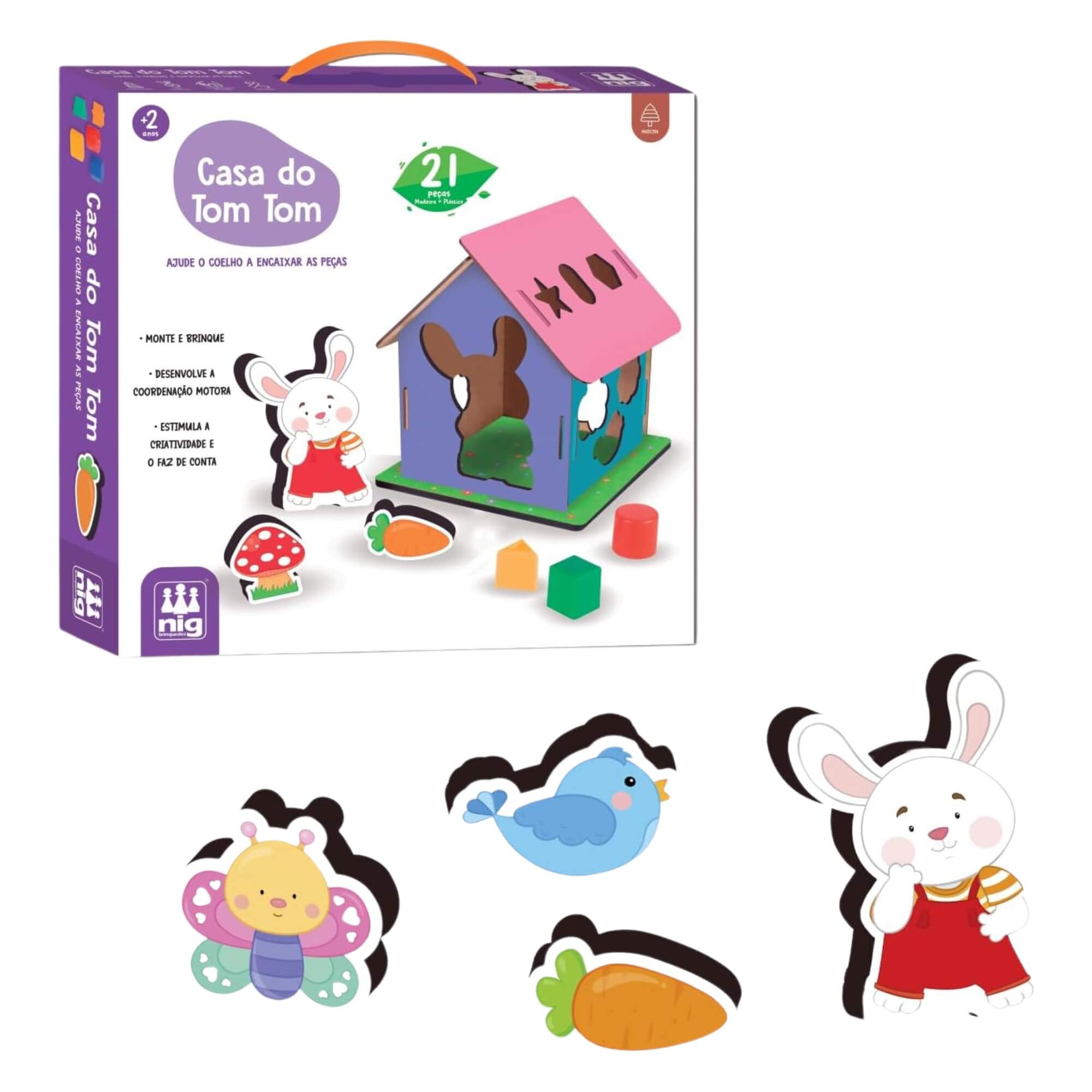 Brinquedo Jogo Casa do Tom Tom com 21 peças Bebê Encaixe as Peças Nig - 0476