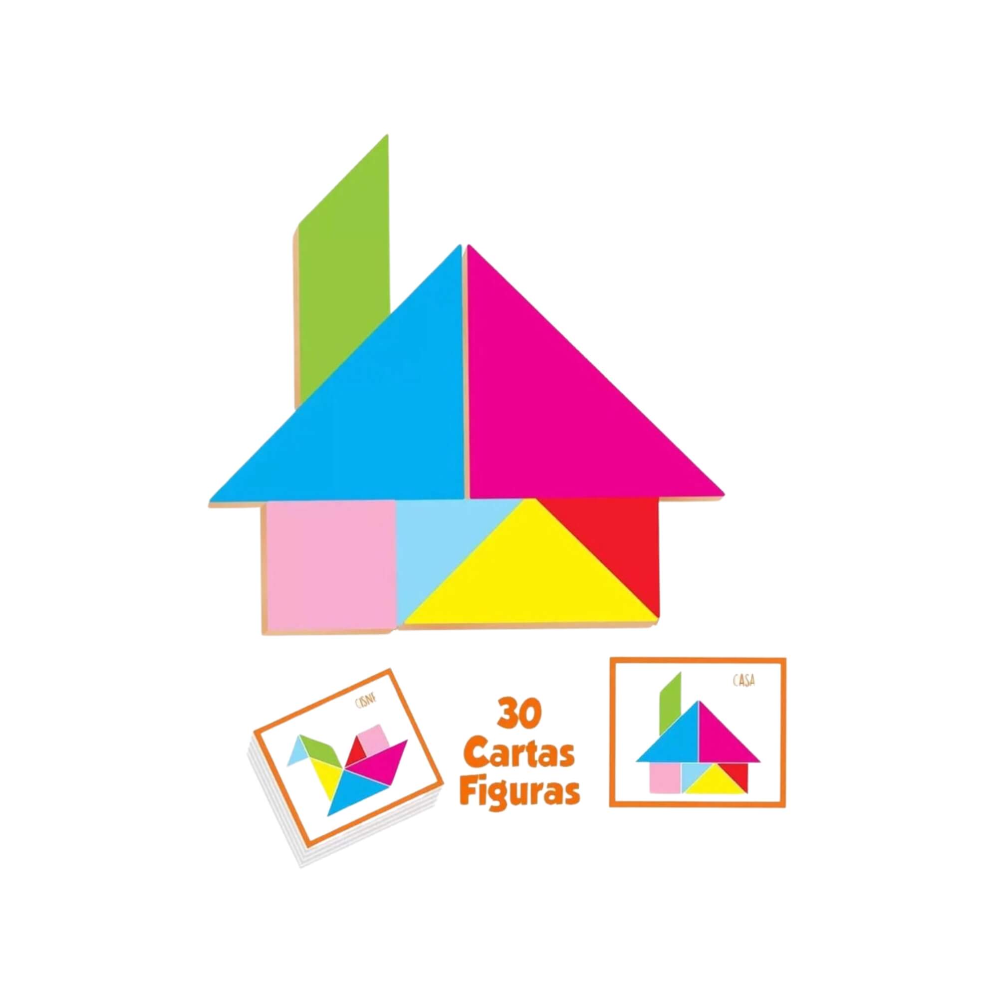 Brinquedo Infantil Quebra Cabeça Pedagógico Didático Tangram Geométrico em Madeira Nig - 0447
