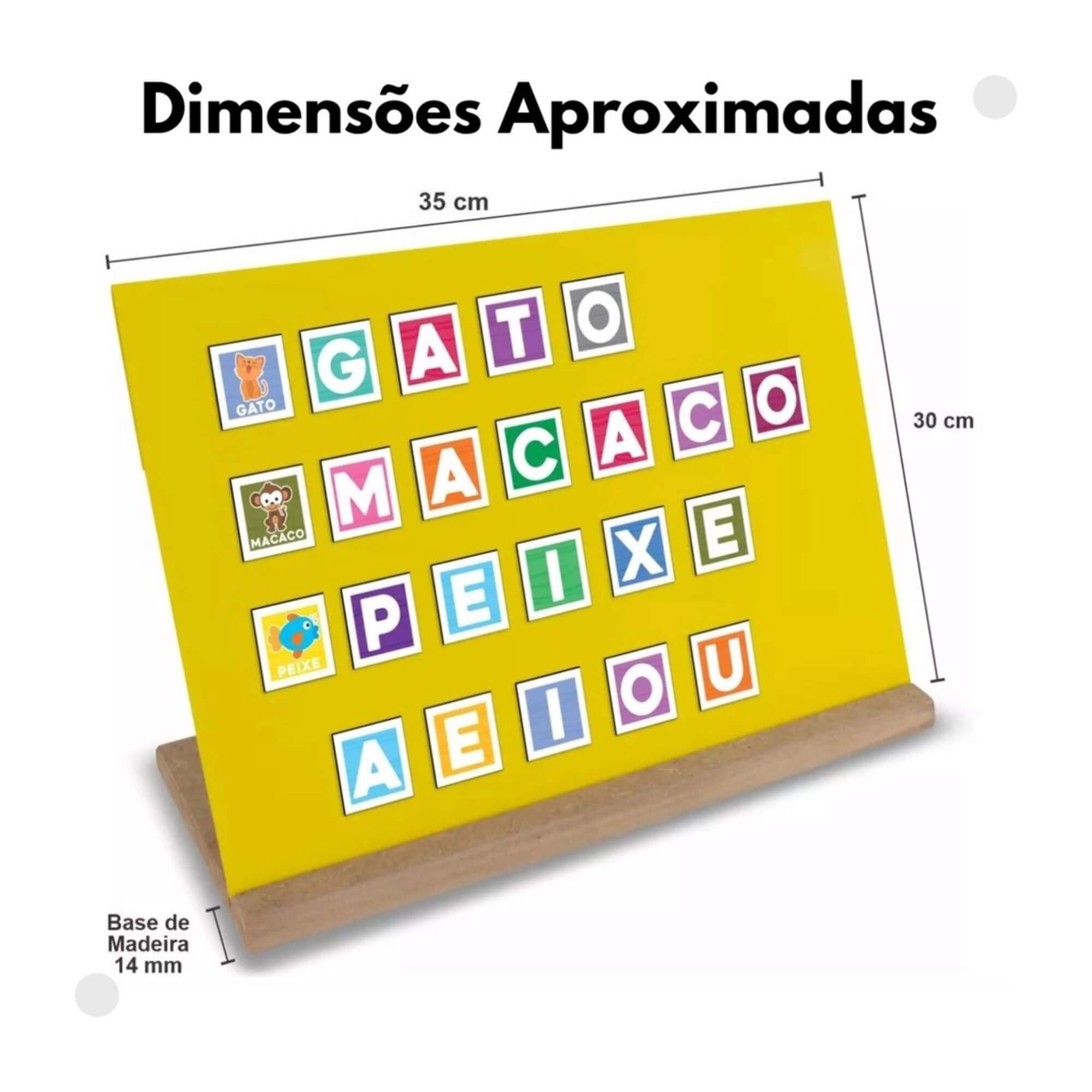 Brinquedo Alfabeto Magnético Madeira Letras Figuras 80 Peças Nig - 0467
