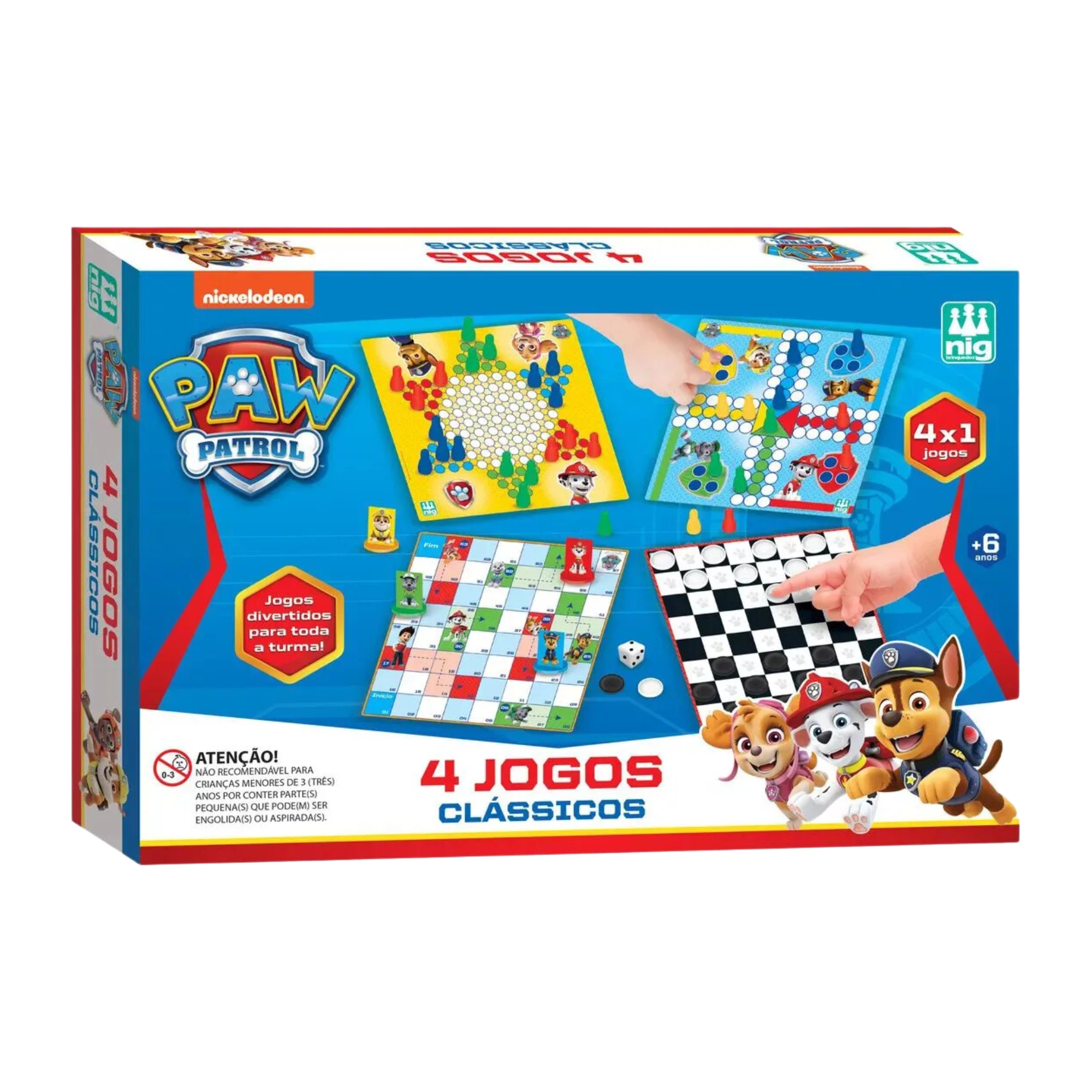 Brinquedo Infantil Jogo Com 4 Jogos Clássicos Patrulha Canina Nig - 0212