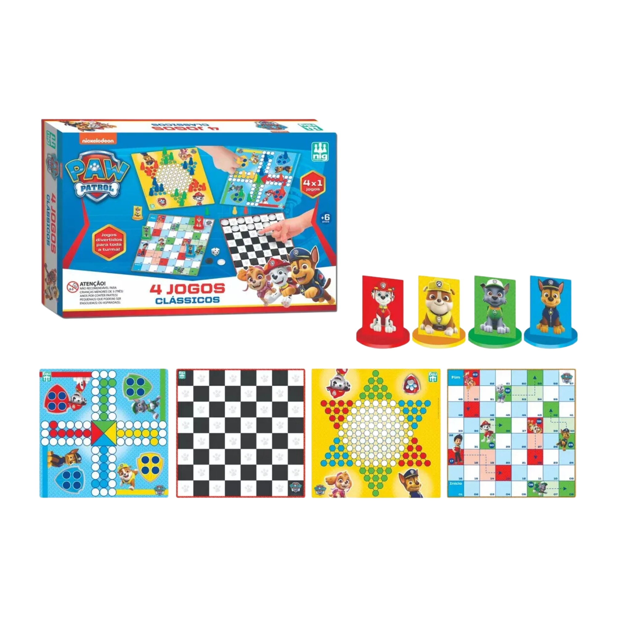 Brinquedo Infantil Jogo Com 4 Jogos Clássicos Patrulha Canina Nig - 0212