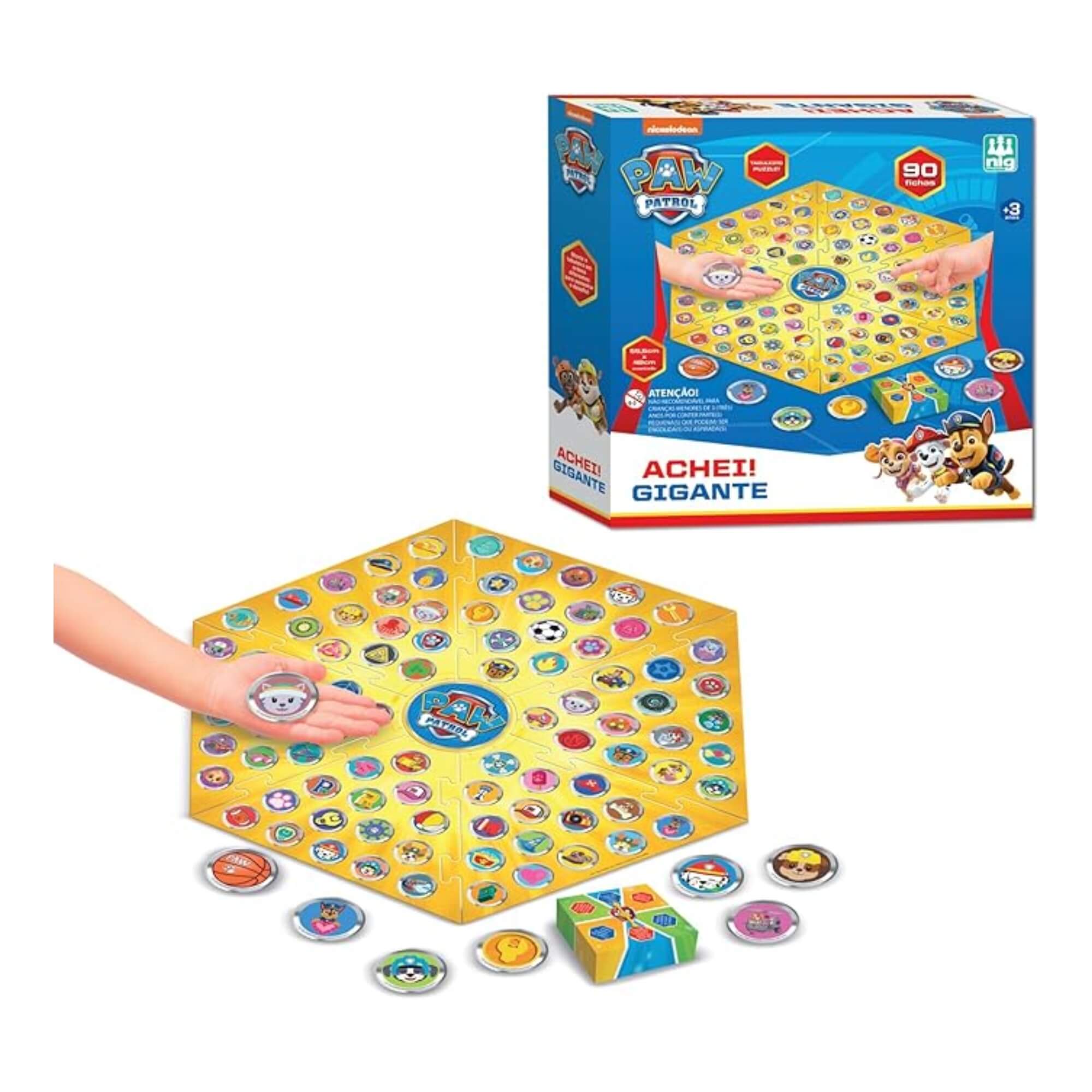 Brinquedo Infantil Jogo Achei Gigante Patrulha Canina 90 Fichas Nig - 0213