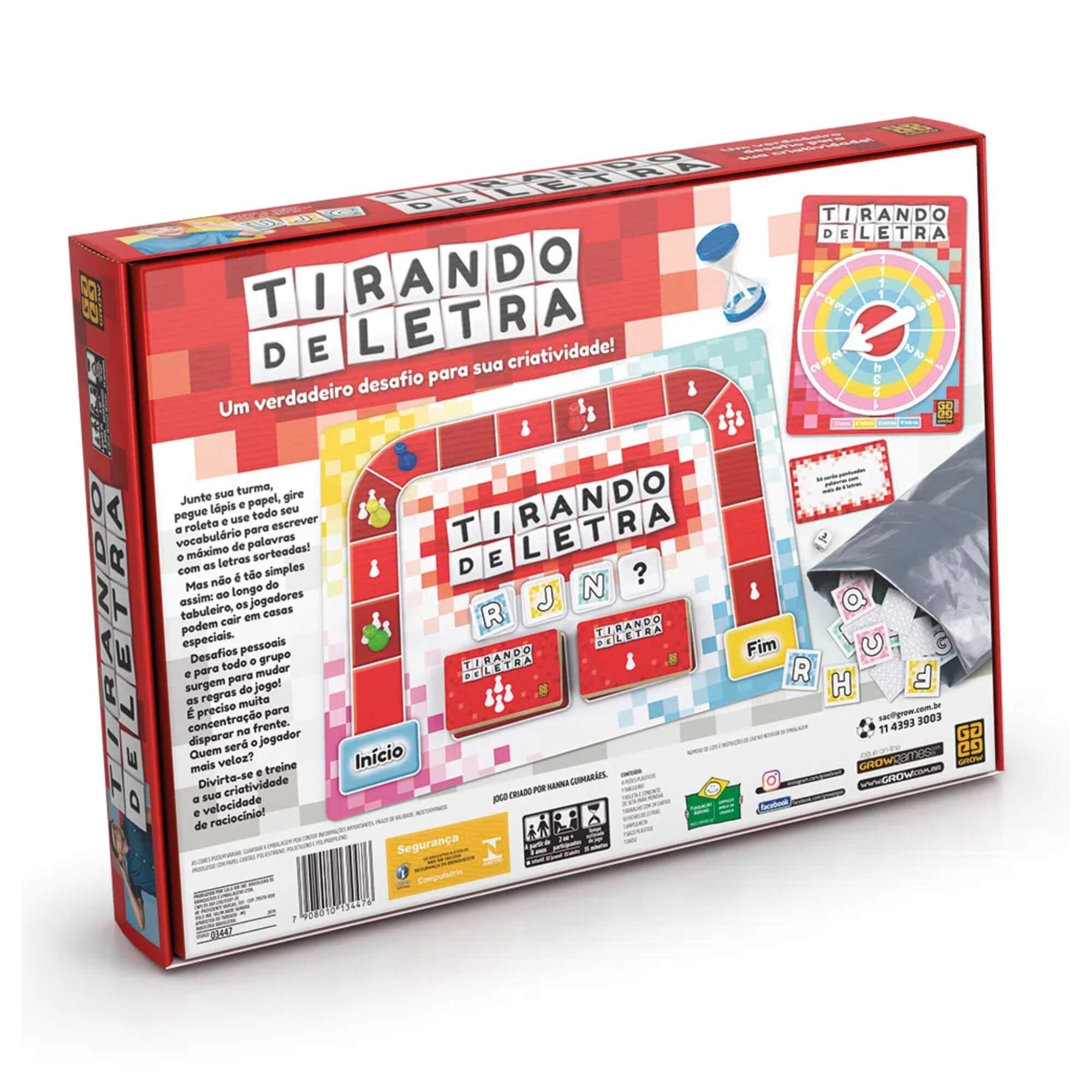 Brinquedo Infantil Jogo de Tabuleiro Tirando de Letra Grow - 03447