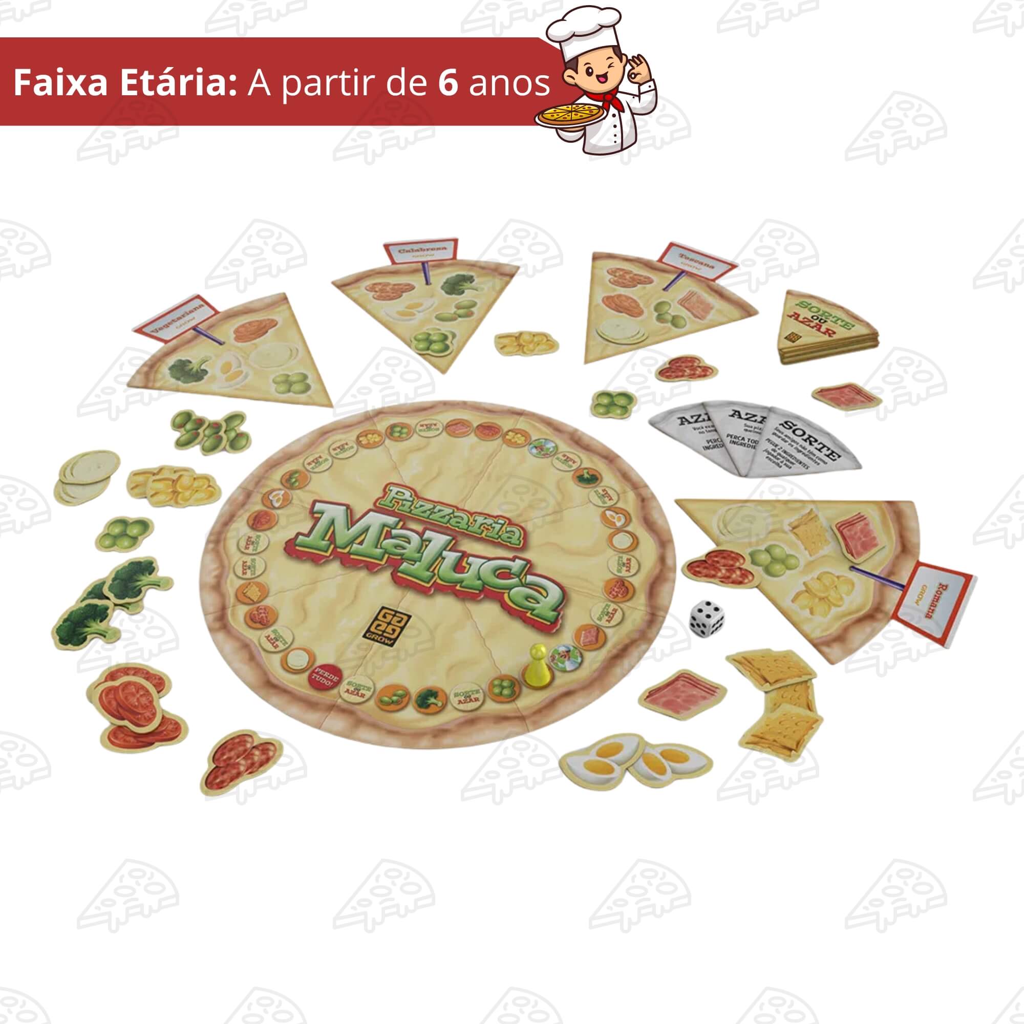 Brinquedo Infantil Jogo de Tabuleiro Pizzaria Maluca Grow - 01283