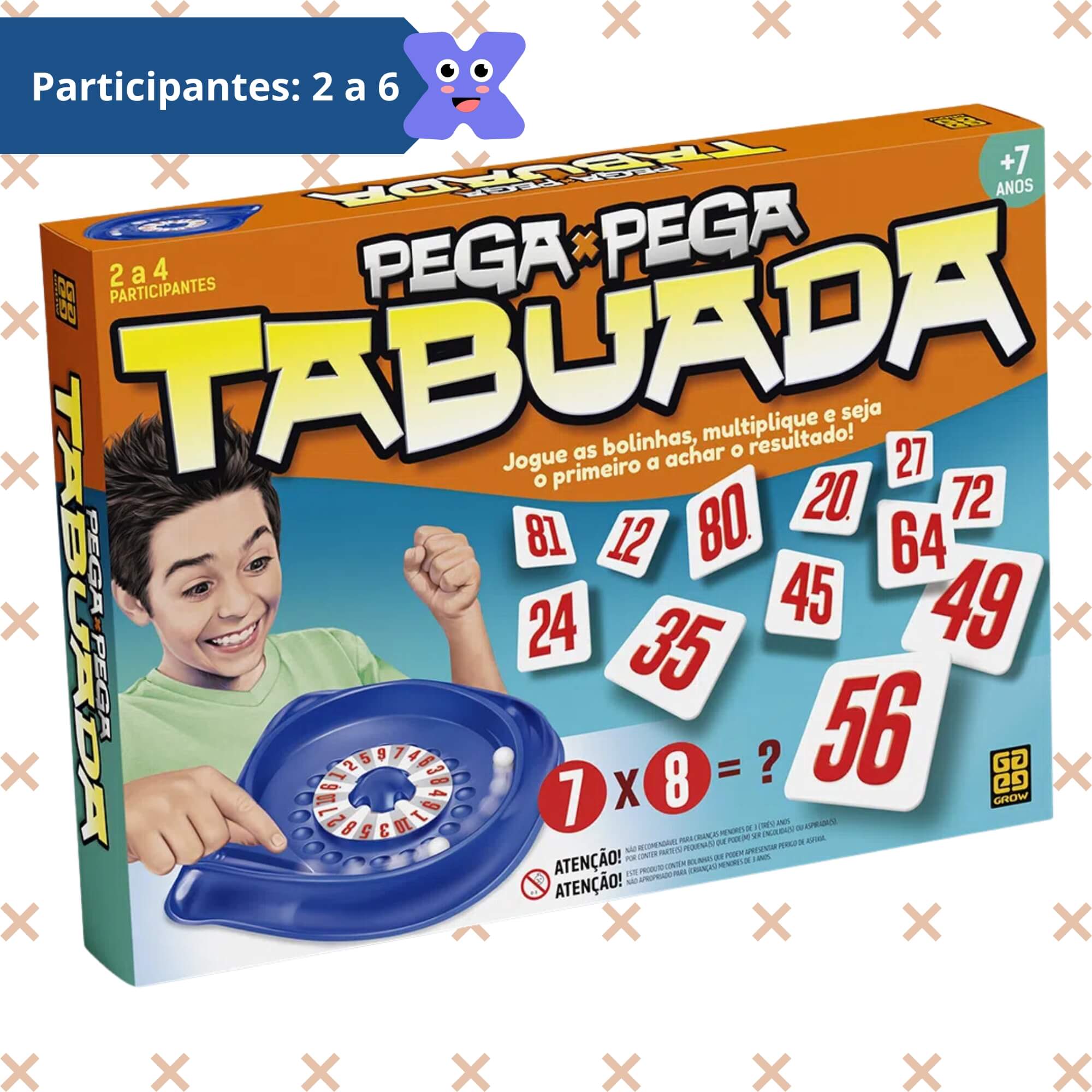 Brinquedo Infantil Jogo de Tabuleiro Pega Pega Tabuada Grow - 01467