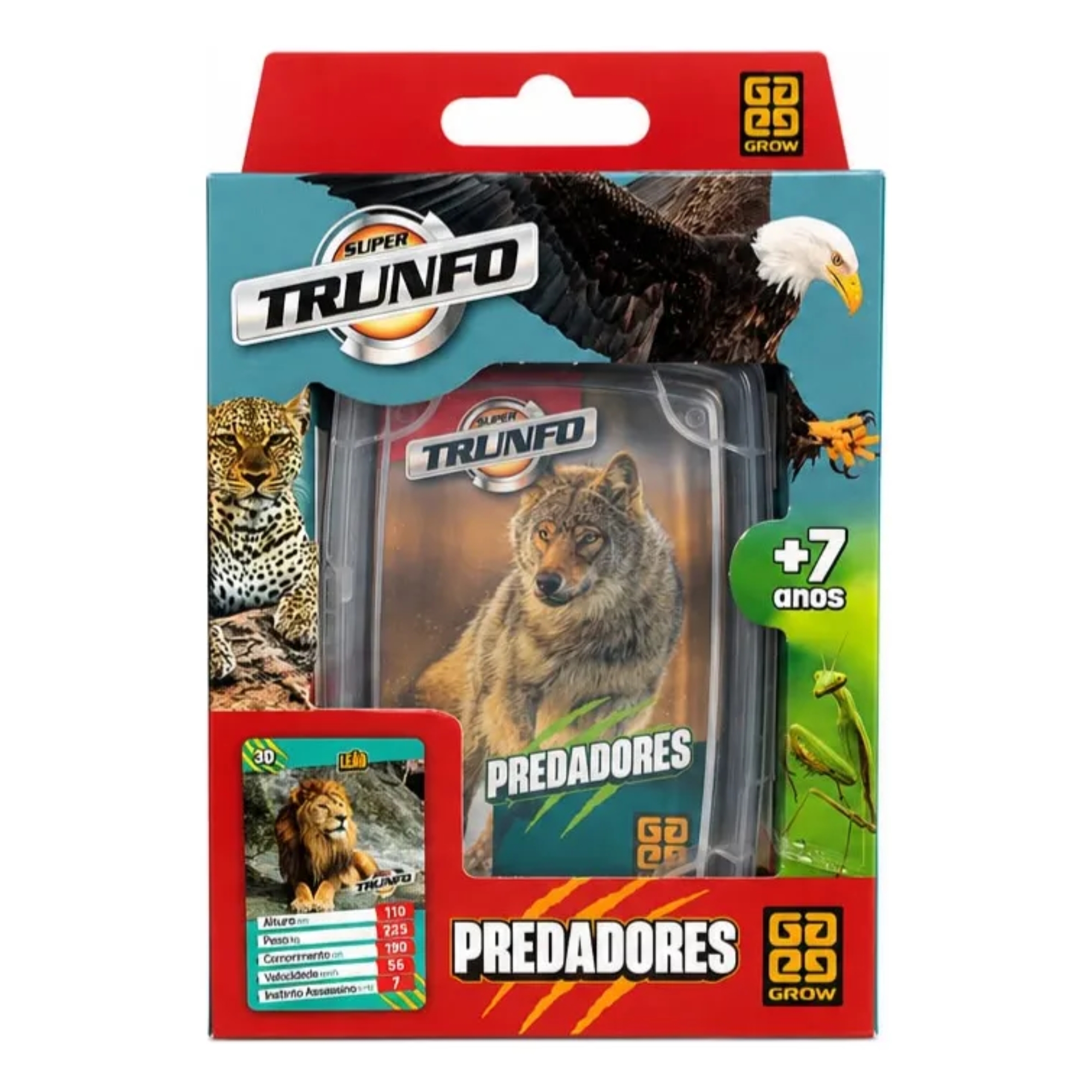 Brinquedo Infantil Jogo de Cartas Super Trunfo Predadores Grow - 01629