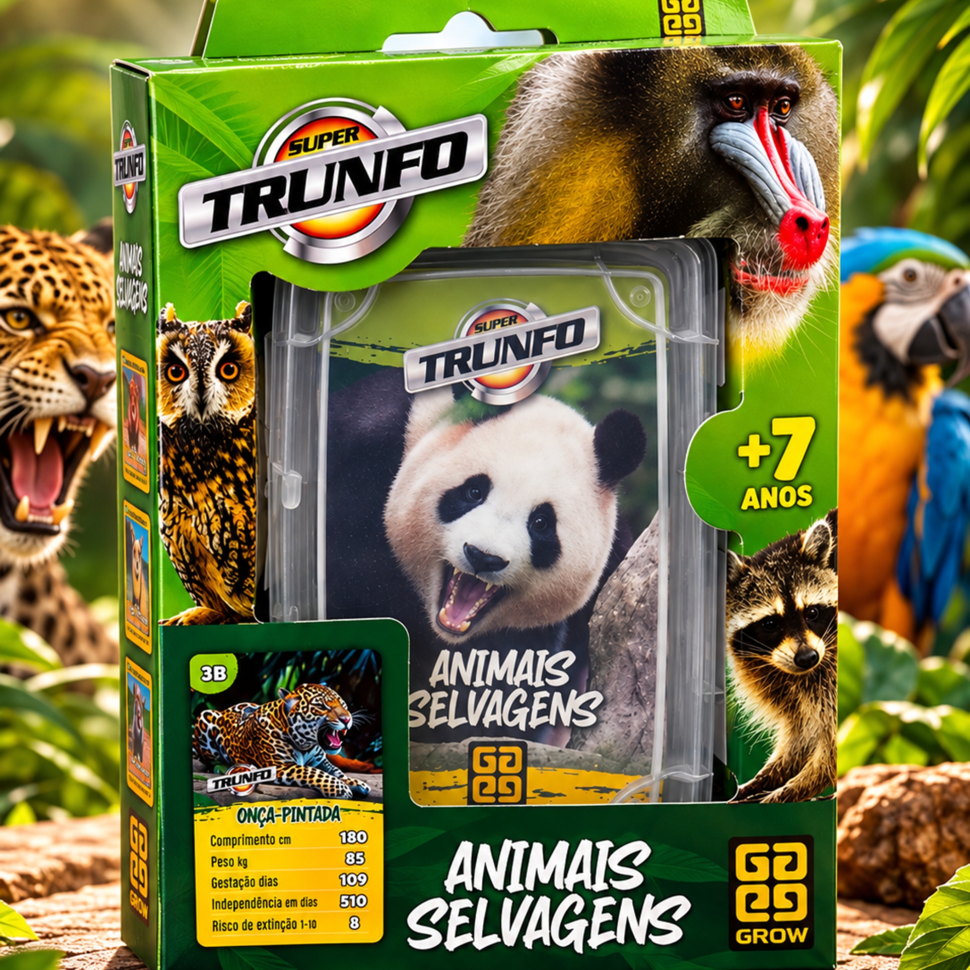 Brinquedo Infantil Jogo de Cartas Super Trunfo Animais Selvagens Grow - 01816