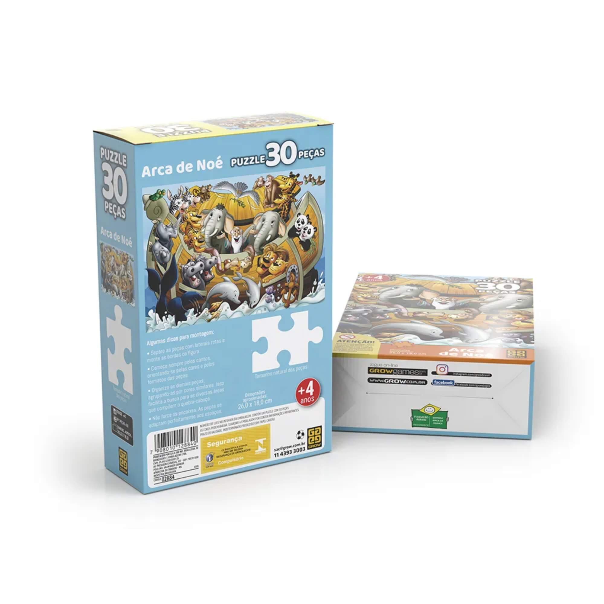 Brinquedo Infantil Quebra-Cabeça Puzzle Arca de Noé 30 Peças Grow - 02884