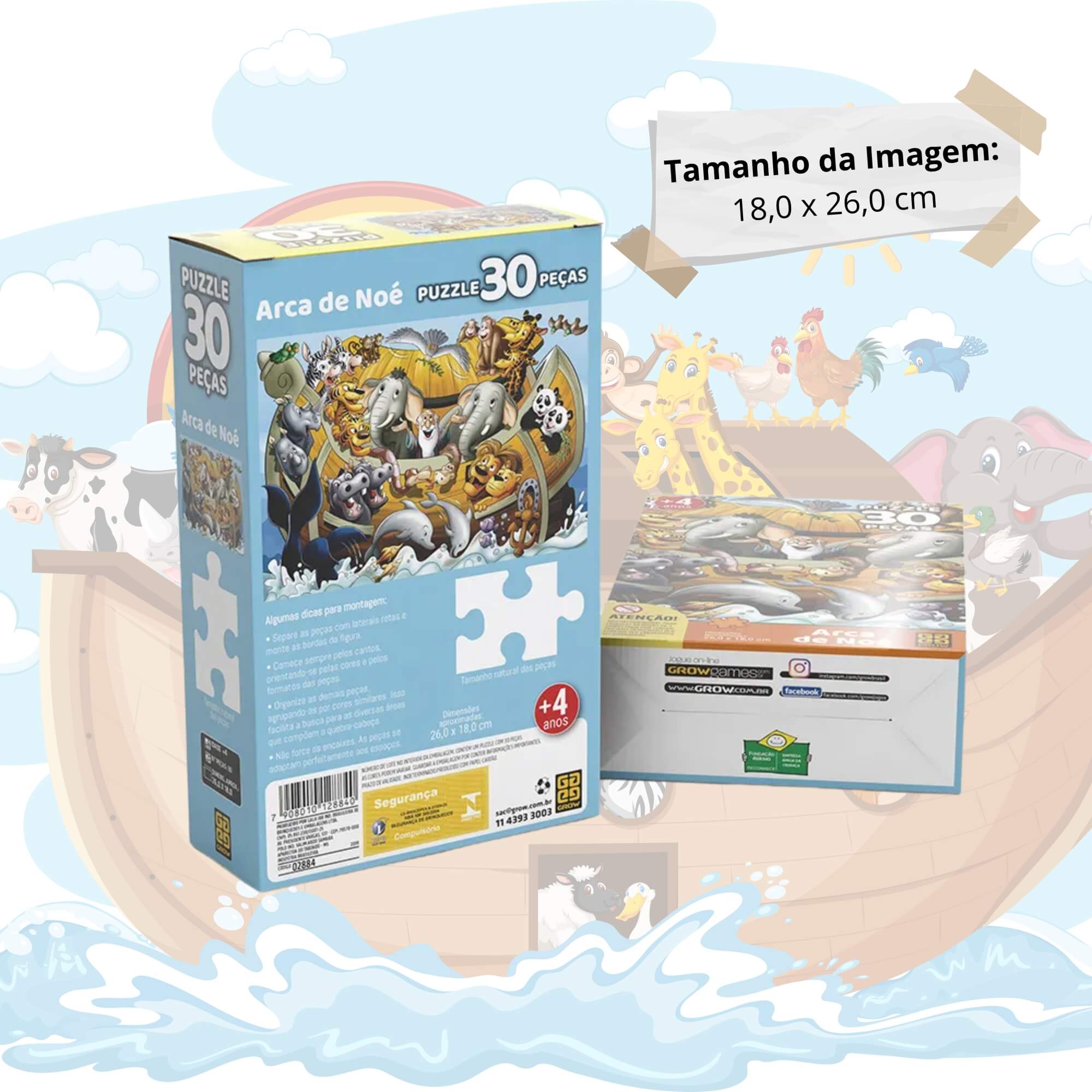 Brinquedo Infantil Quebra-Cabeça Puzzle Arca de Noé 30 Peças Grow - 02884
