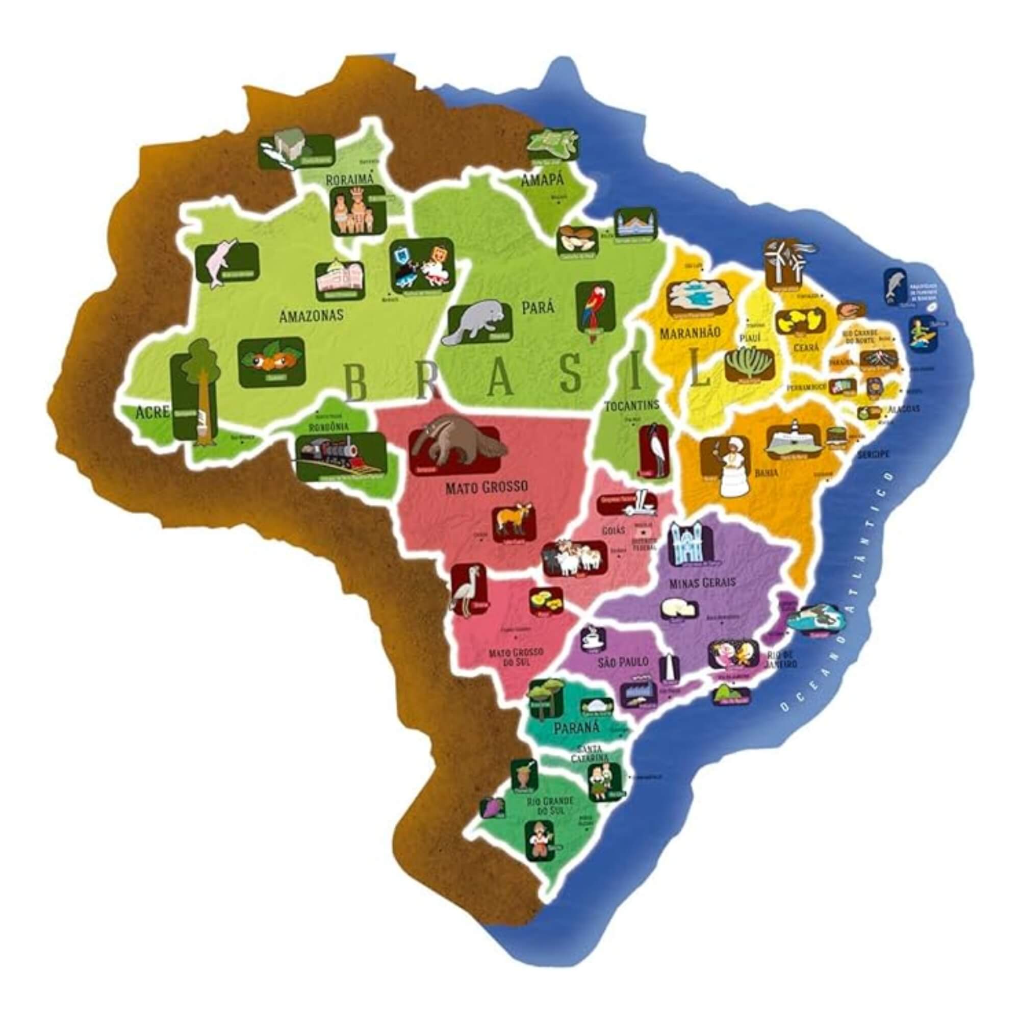 Brinquedo Quebra-Cabeça Puzzle Play Gigante Mapa do Brasil 45 Peças Grow - 03635