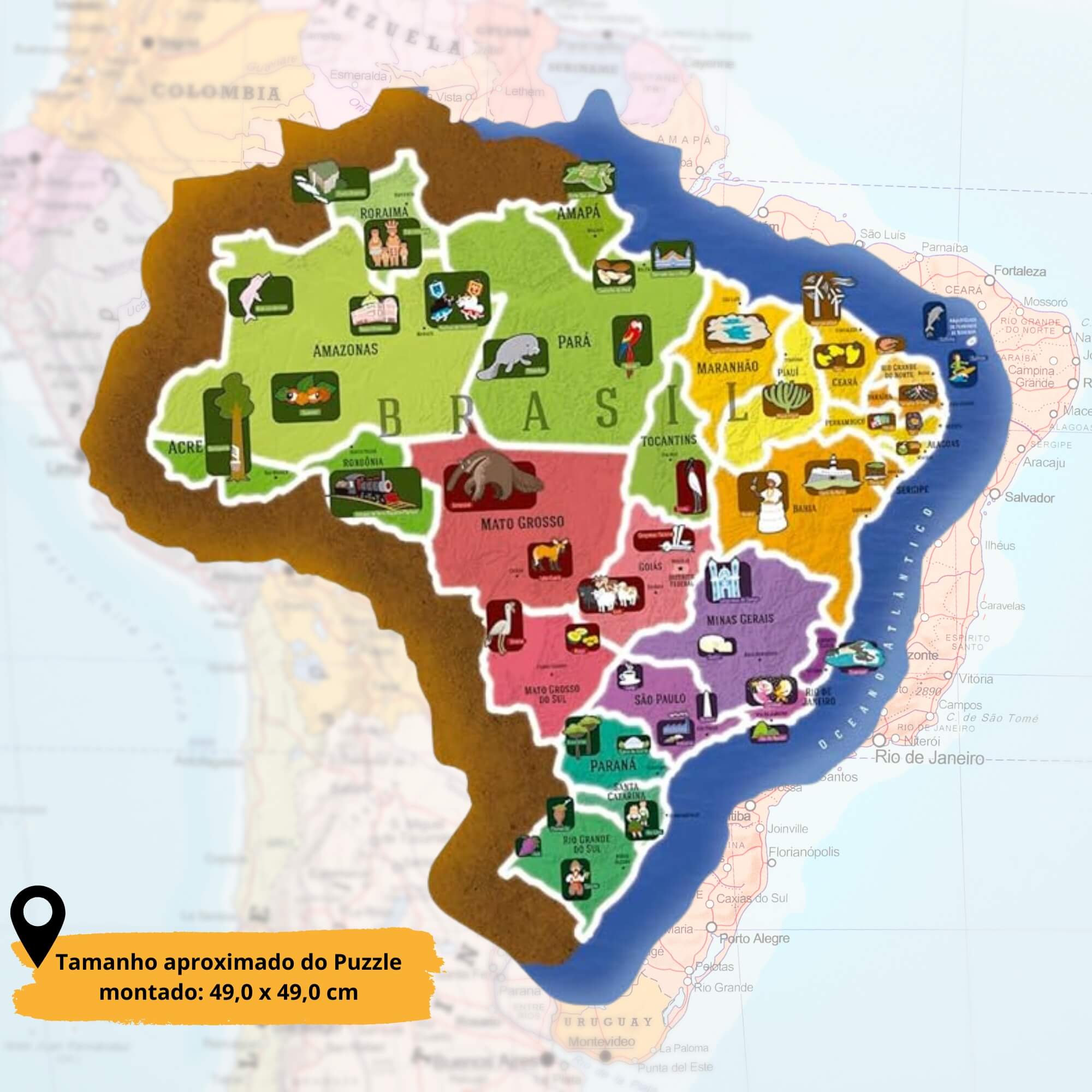 Brinquedo Quebra-Cabeça Puzzle Play Gigante Mapa do Brasil 45 Peças Grow - 03635