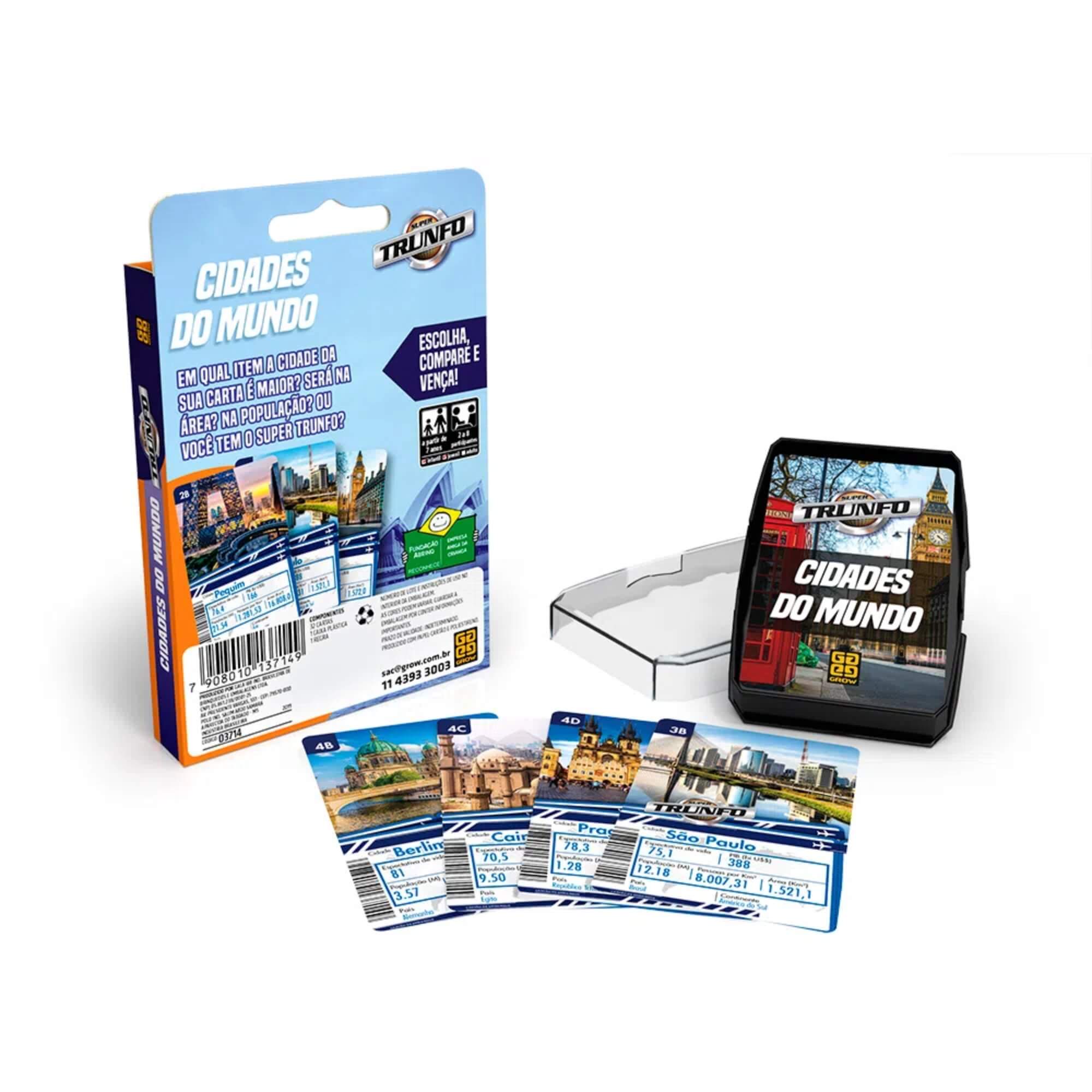 Brinquedo Infantil Jogo de Cartas Super Trunfo Cidades do Mundo Grow - 03714