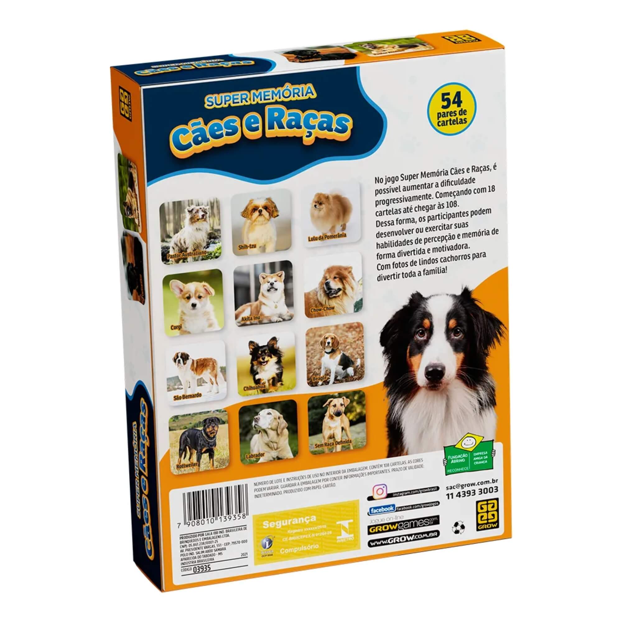Brinquedo Infantil Jogo Supermemória Cães e Raças Grow - 03935