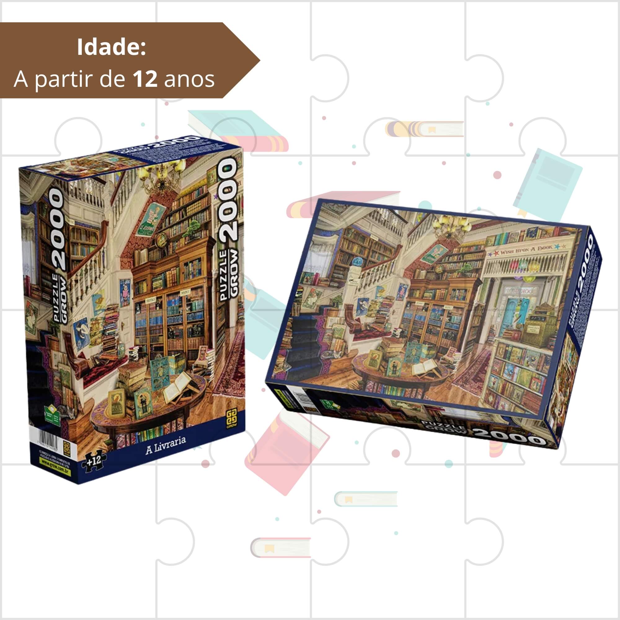Brinquedo Infantil Quebra-Cabeça Puzzle A Livraria 2000 Peças Grow - 04096