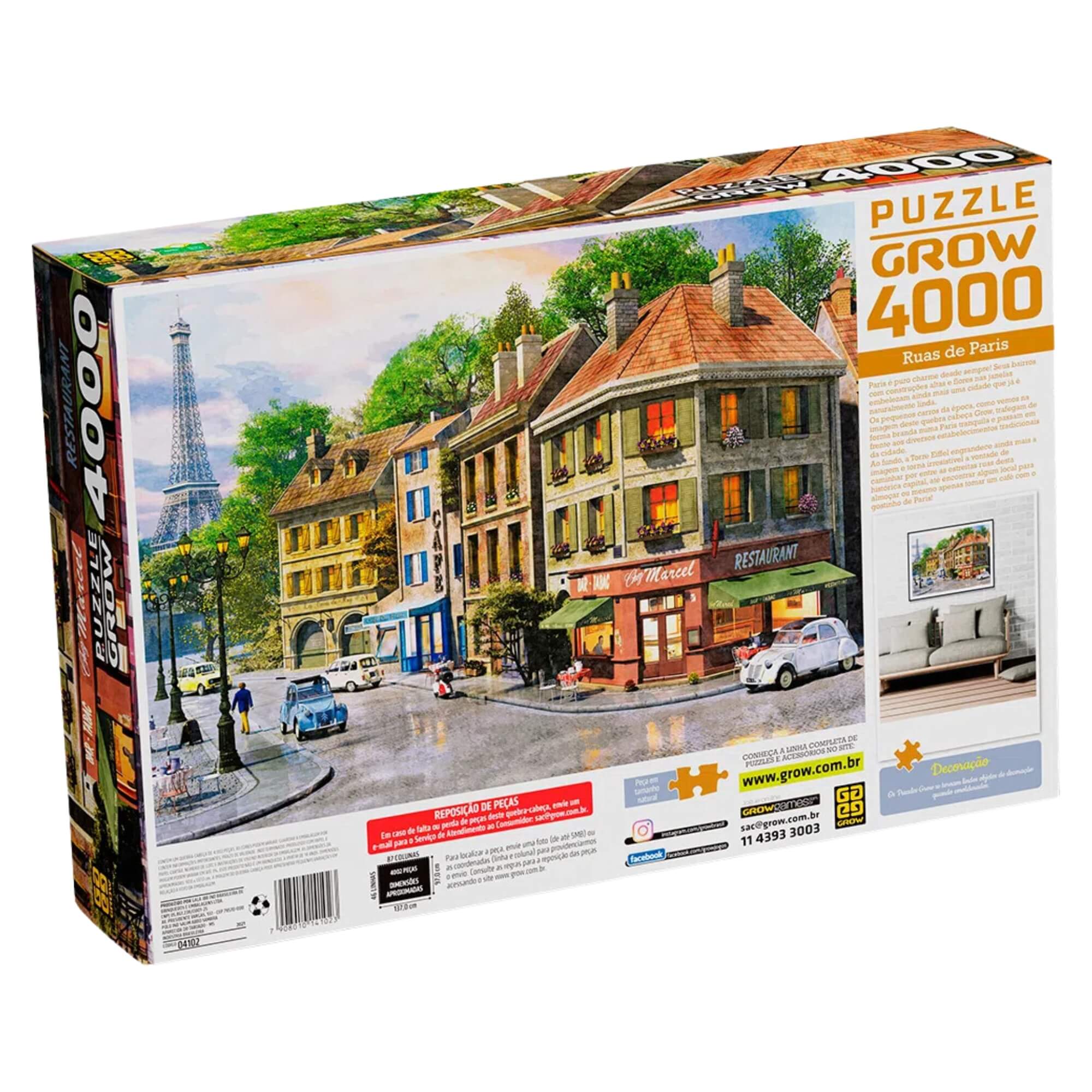 Brinquedo Quebra-cabeça Puzzle Ruas de Paris 4000 peças Grow - 04102