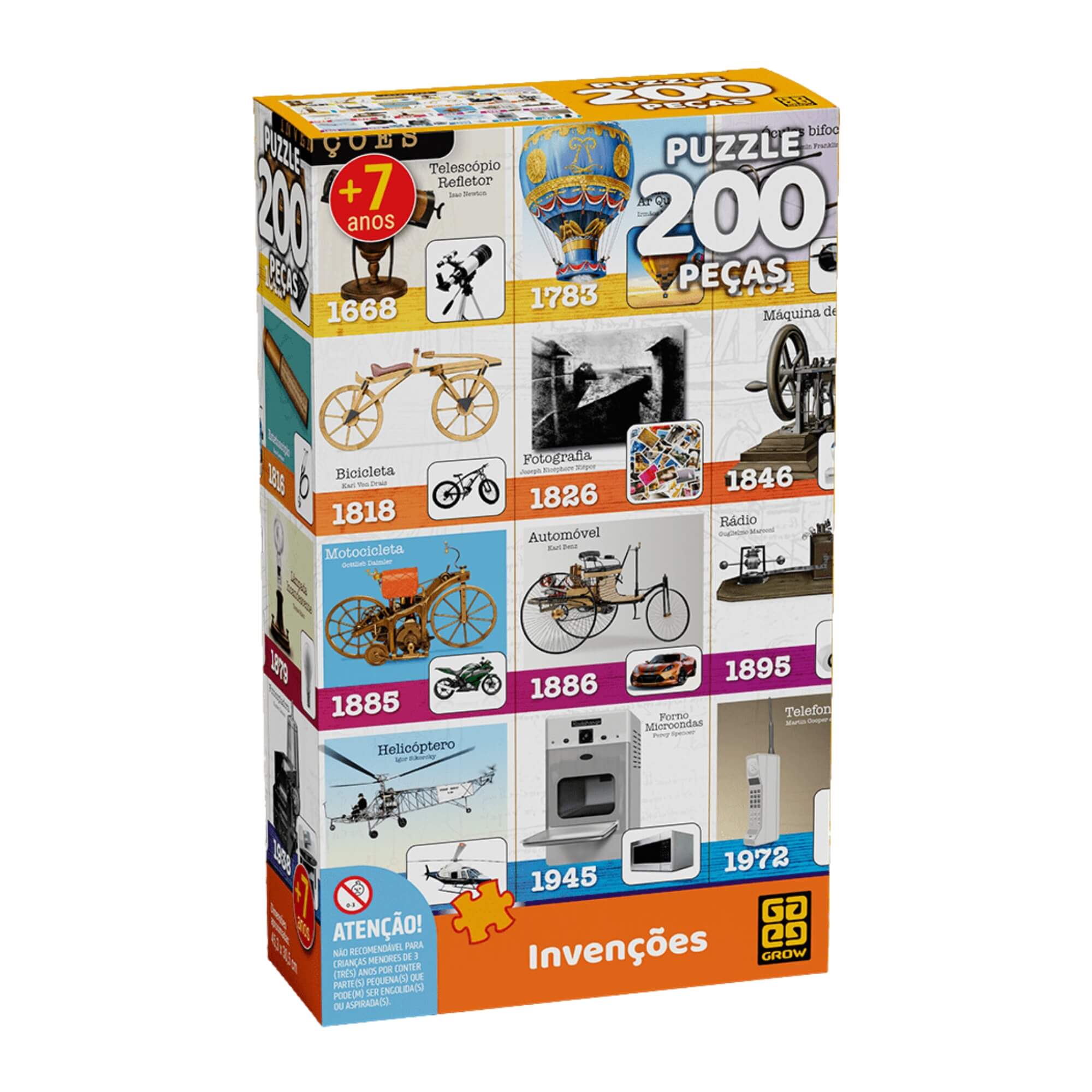Quebra-Cabeça Puzzle Invenções Históricas 200 Peças Grow - 04246