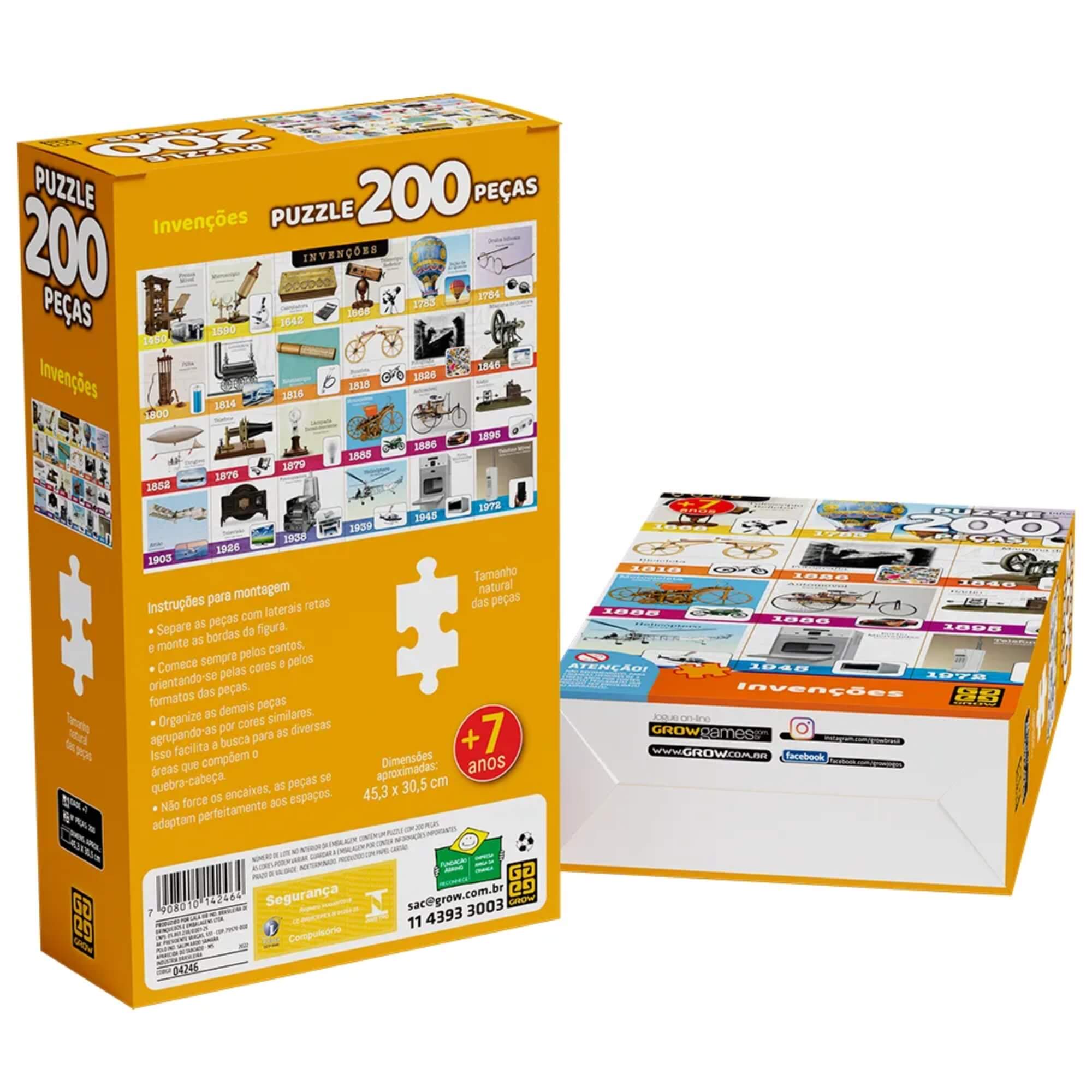Quebra-Cabeça Puzzle Invenções Históricas 200 Peças Grow - 04246