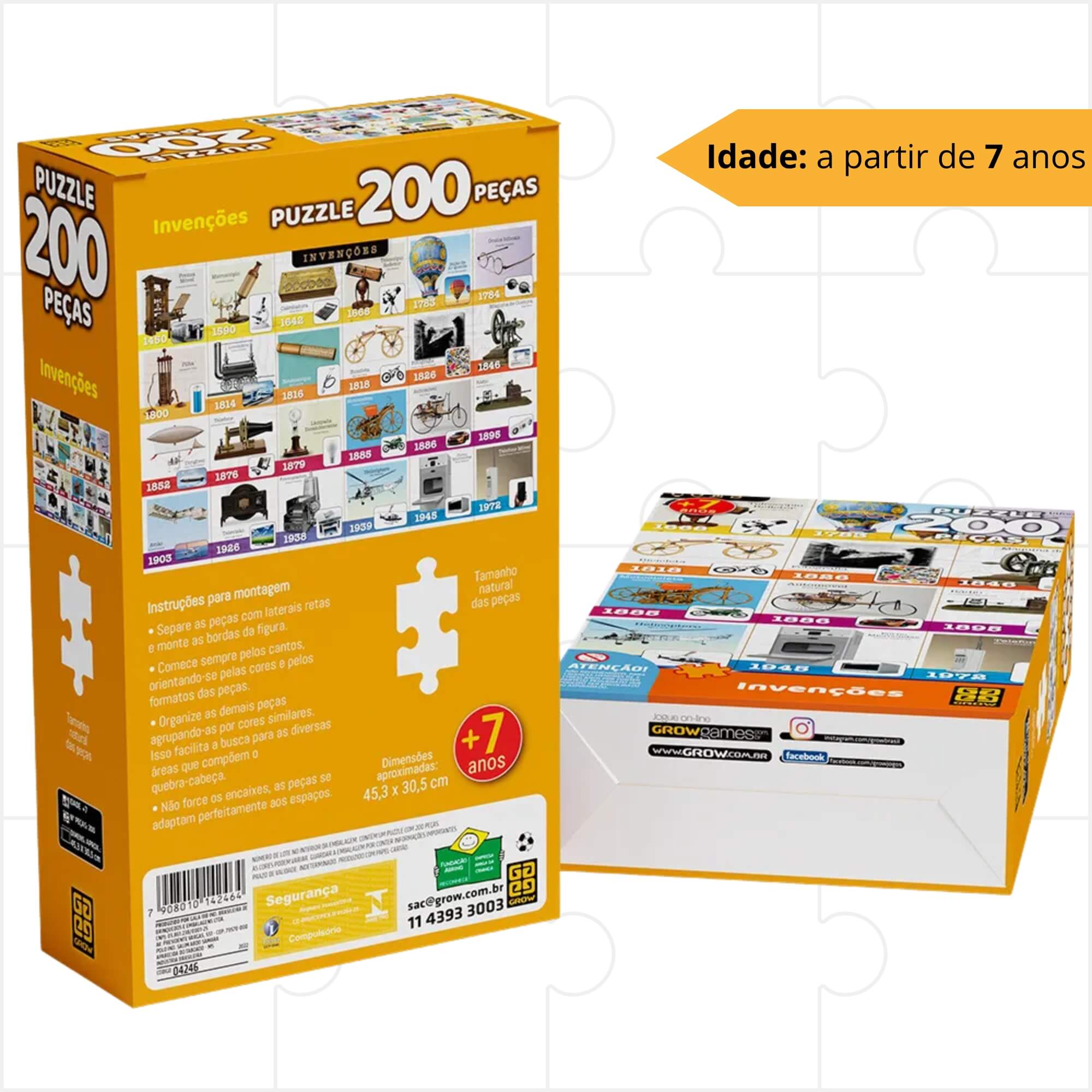 Quebra-Cabeça Puzzle Invenções Históricas 200 Peças Grow - 04246