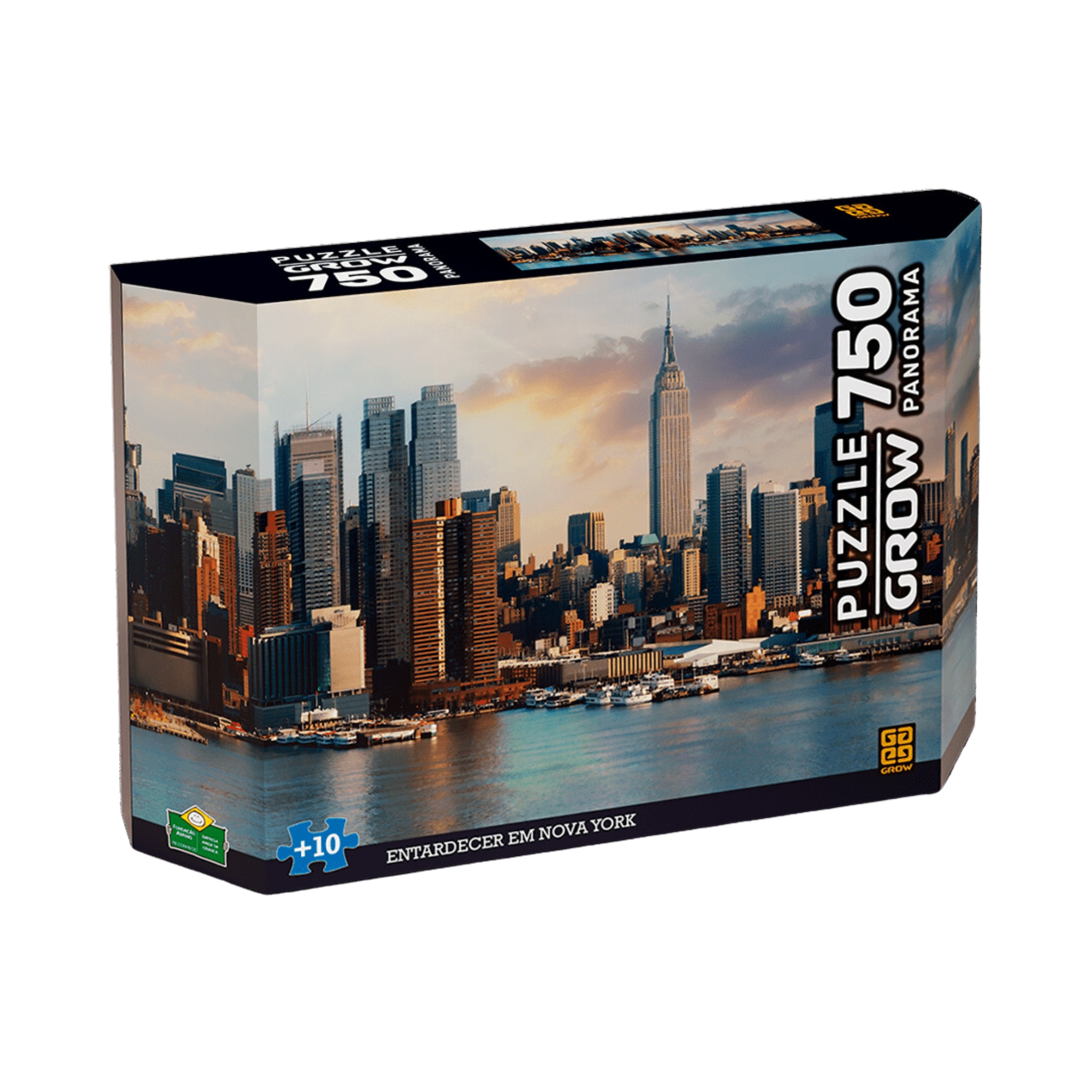 Quebra-Cabeça Puzzle 750 peças Panorama Entardecer em Nova York Grow - 04259
