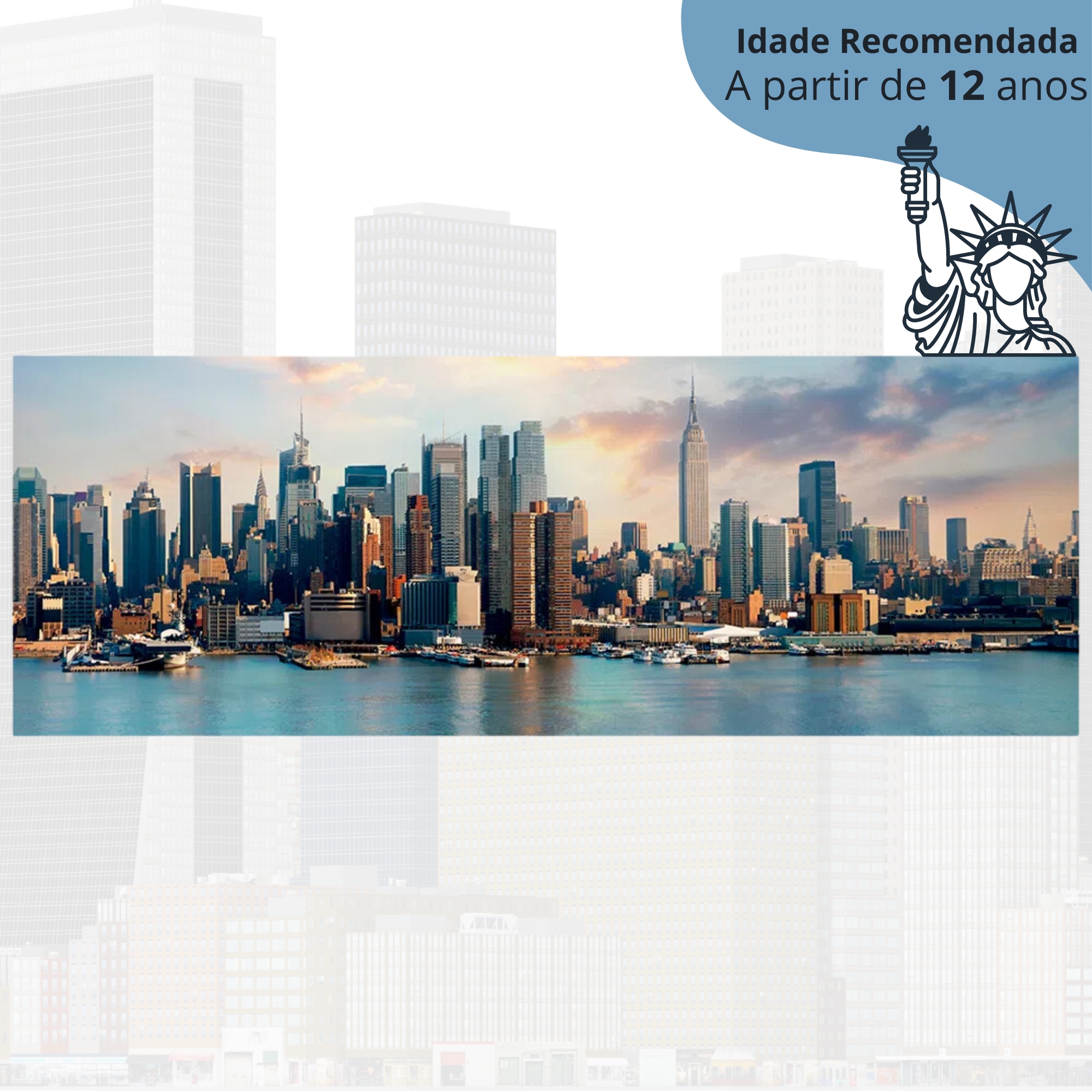 Quebra-Cabeça Puzzle 750 peças Panorama Entardecer em Nova York Grow - 04259