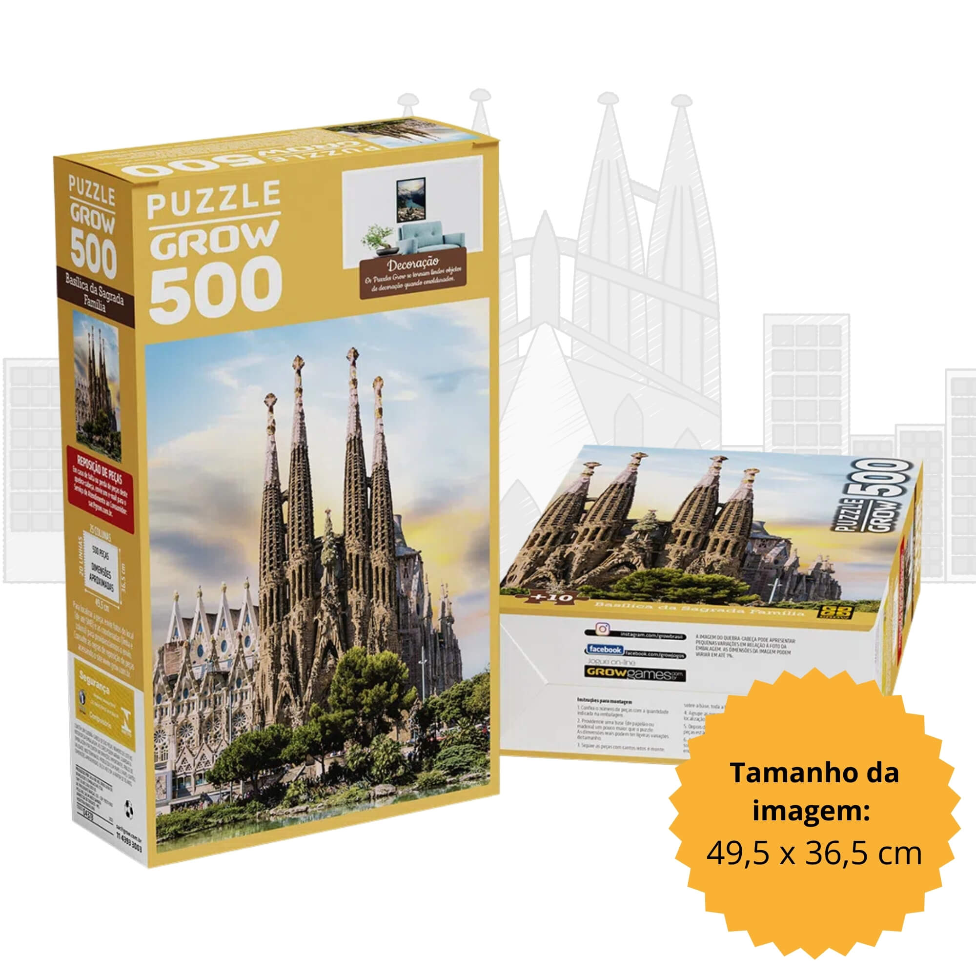 Quebra-Cabeça Puzzle 500 peças Basilica da Sagrada Família Grow - 04378