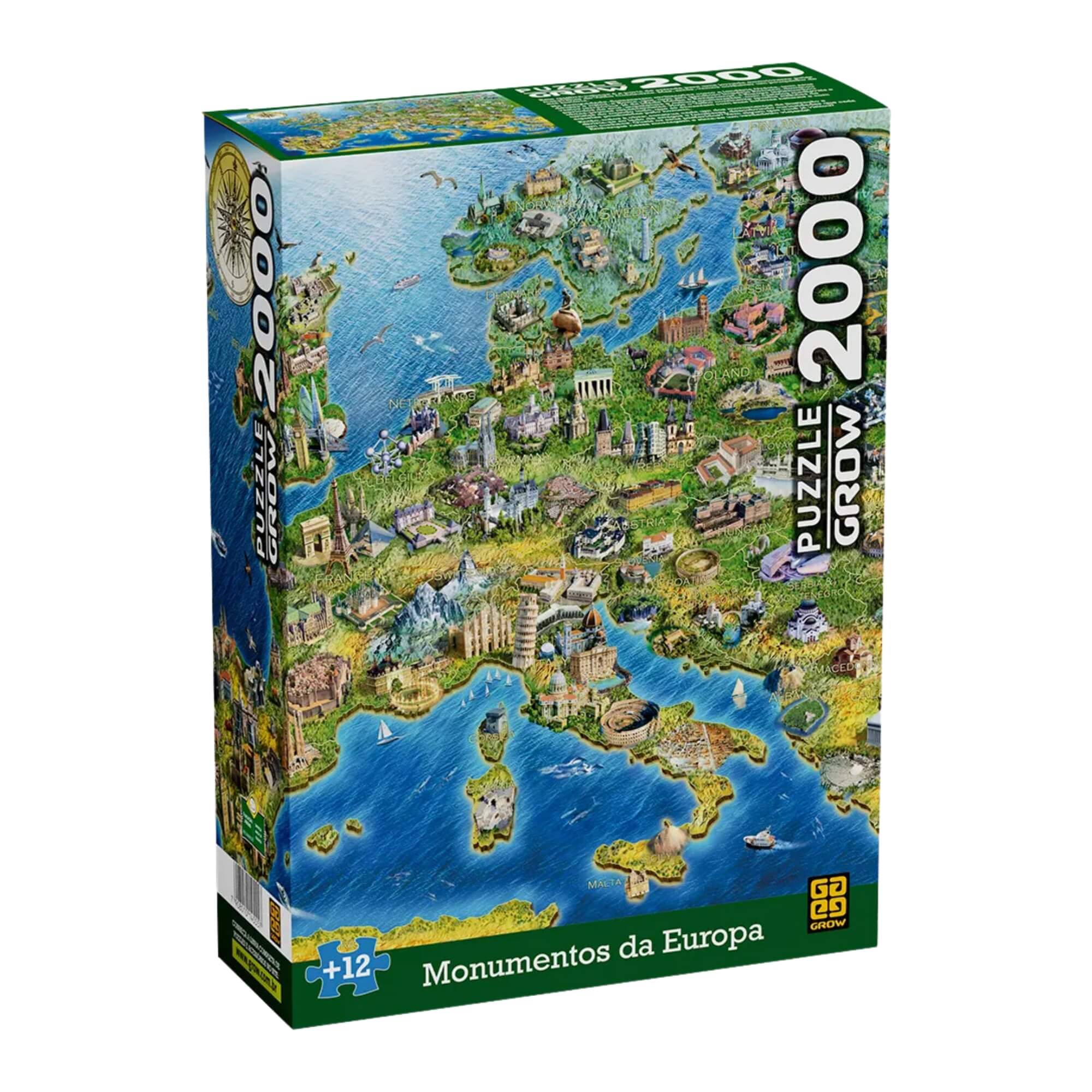 Quebra-cabeça Puzzle 2000 peças Monumentos da Europa Grow - 04555