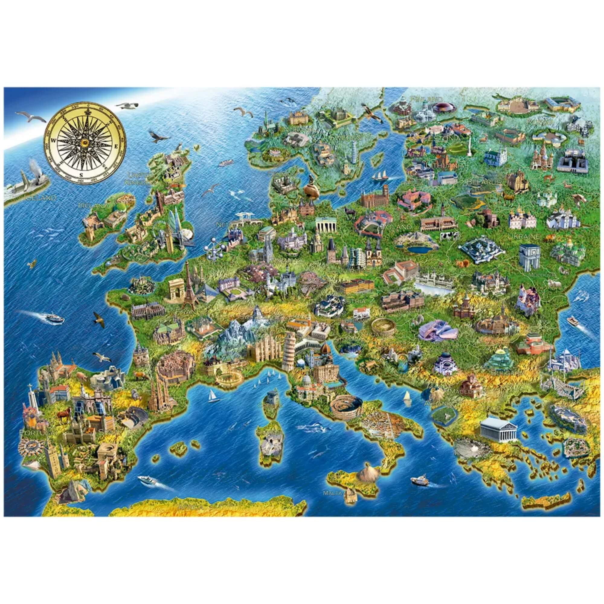 Quebra-cabeça Puzzle 2000 peças Monumentos da Europa Grow - 04555