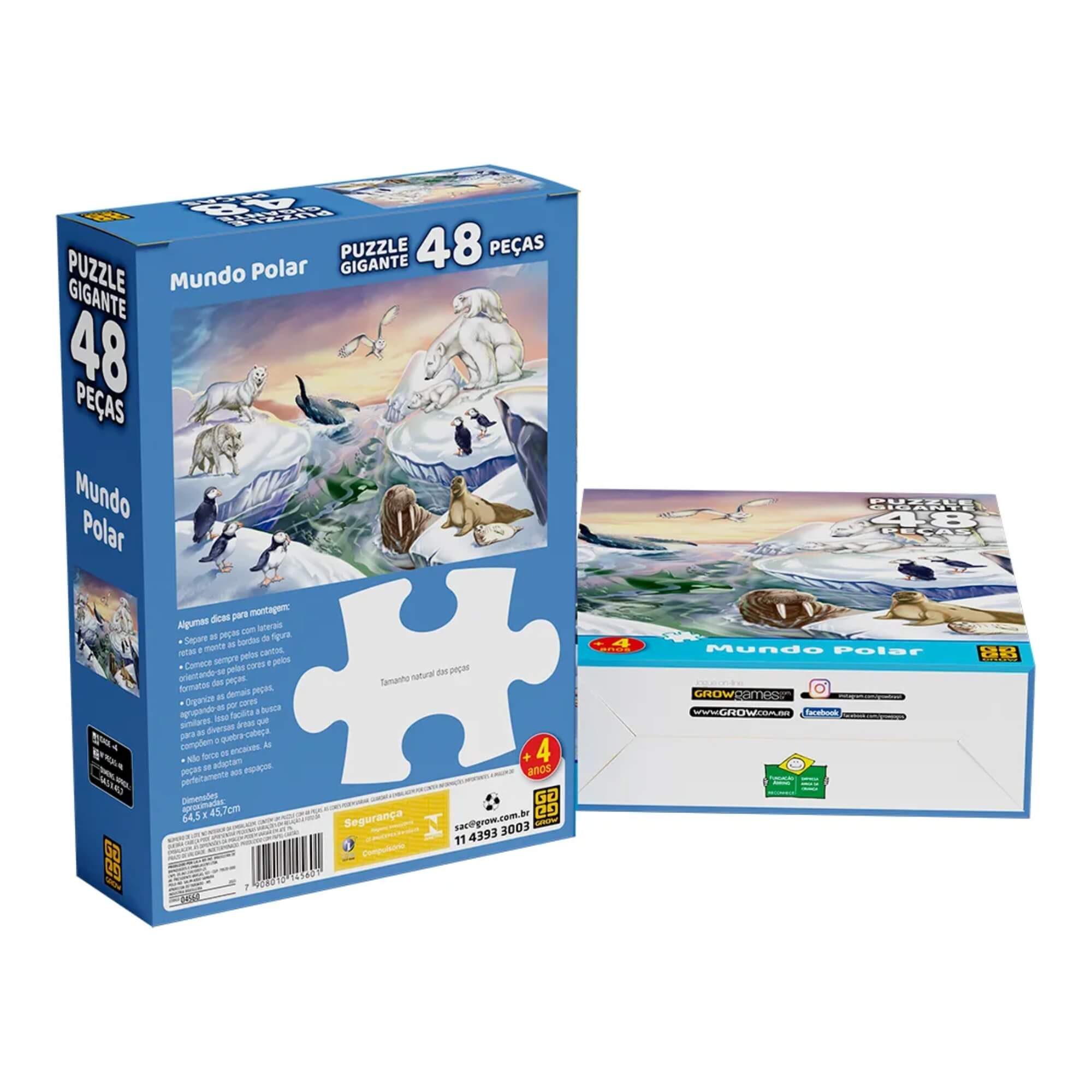 Quebra-Cabeça Puzzle Gigante 48 Peças Mundo Polar Grow - 04560