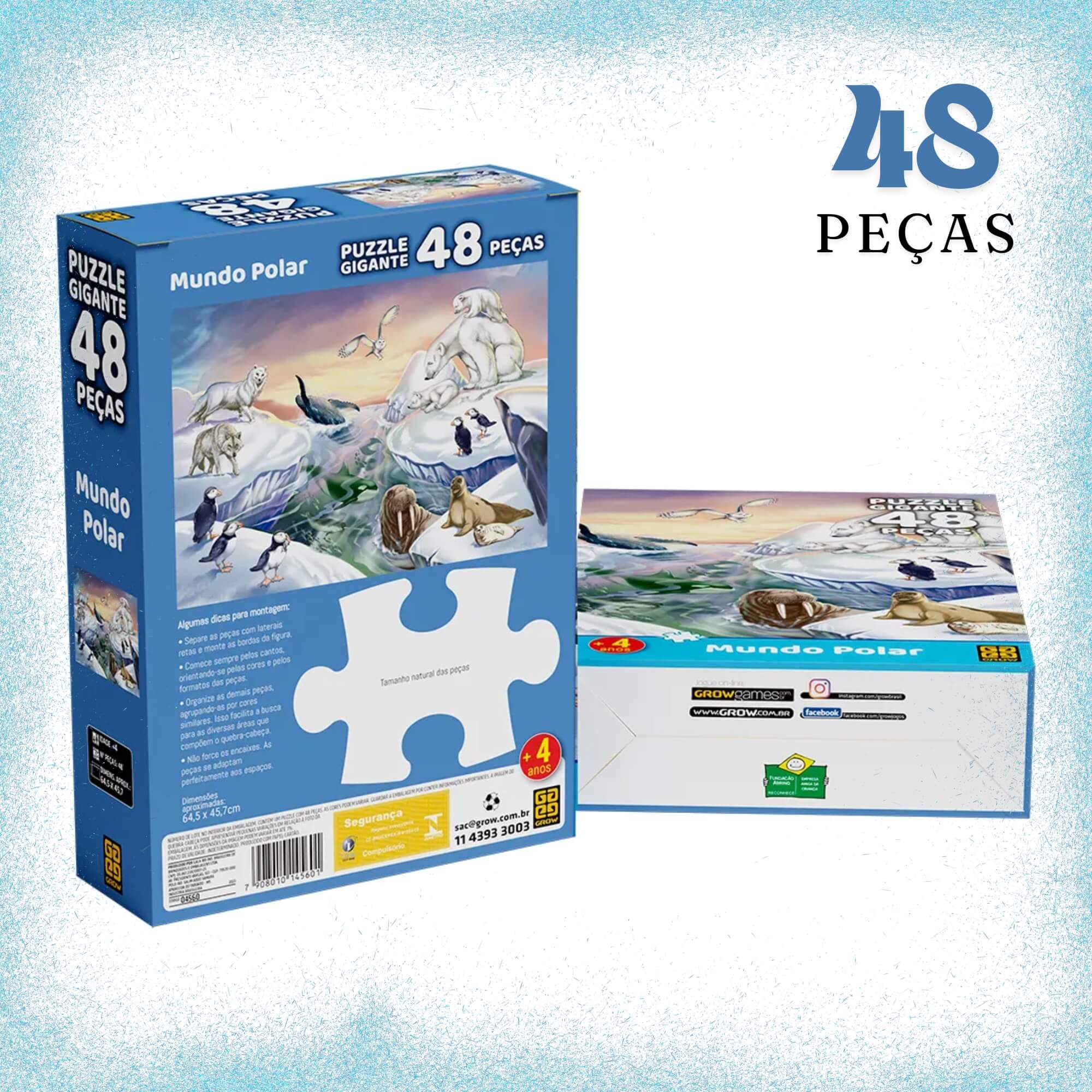 Quebra-Cabeça Puzzle Gigante 48 Peças Mundo Polar Grow - 04560