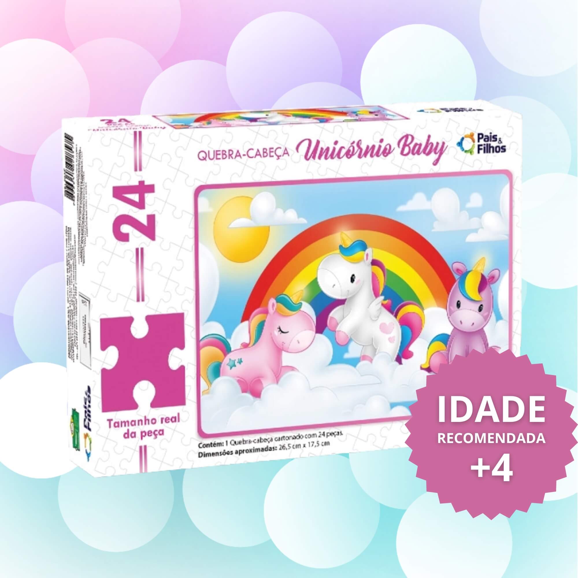 Quebra-Cabeça Unicórnio Baby 24 Peças Pais e Filhos - 2157-1