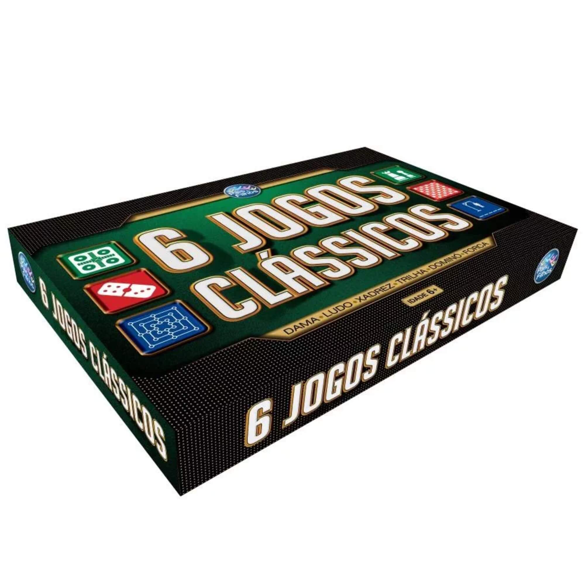 Jogos Clássicos 6 em 1 Dama, Xadrez, Ludo, Trilha, Forca e Dominó Pais e Filhos - 2759-1