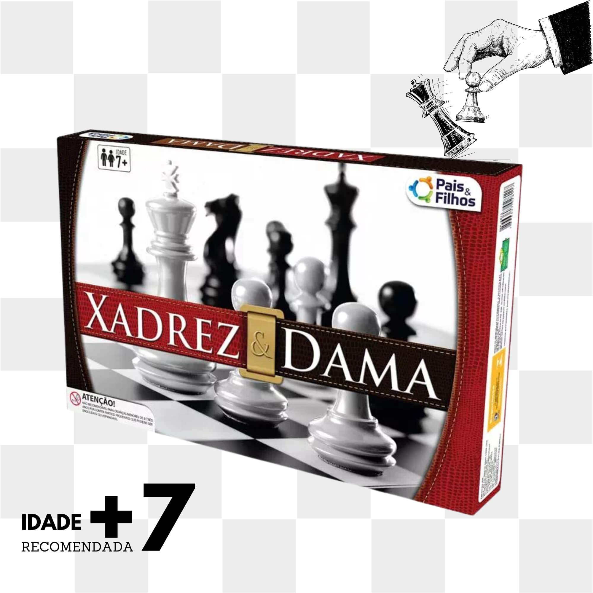 Jogo Clássico Xadrez e Dama Pais e Filhos - 2811-1