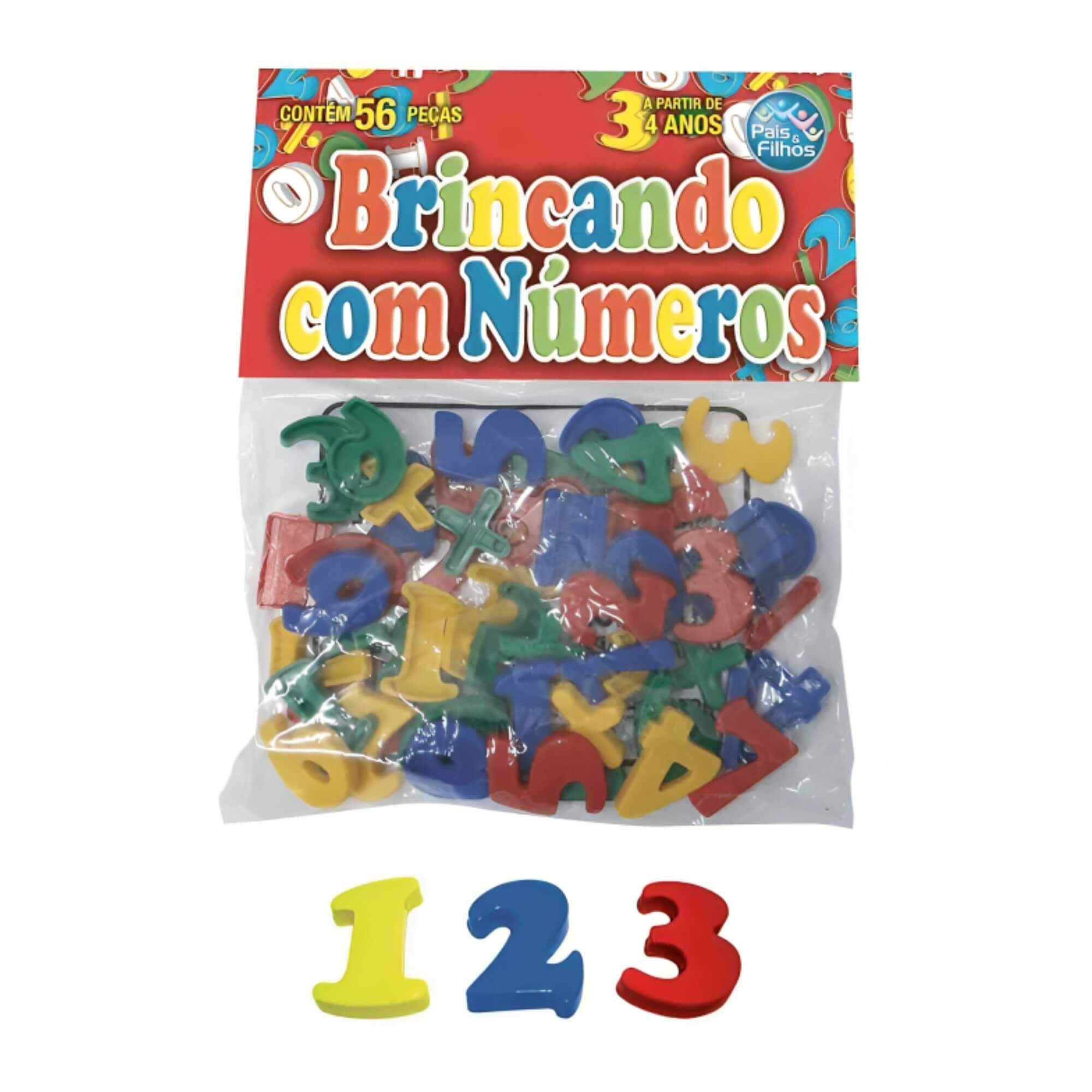 Jogo Didático Brincando com Números 56 Peças Pais e Filhos - 4743-1