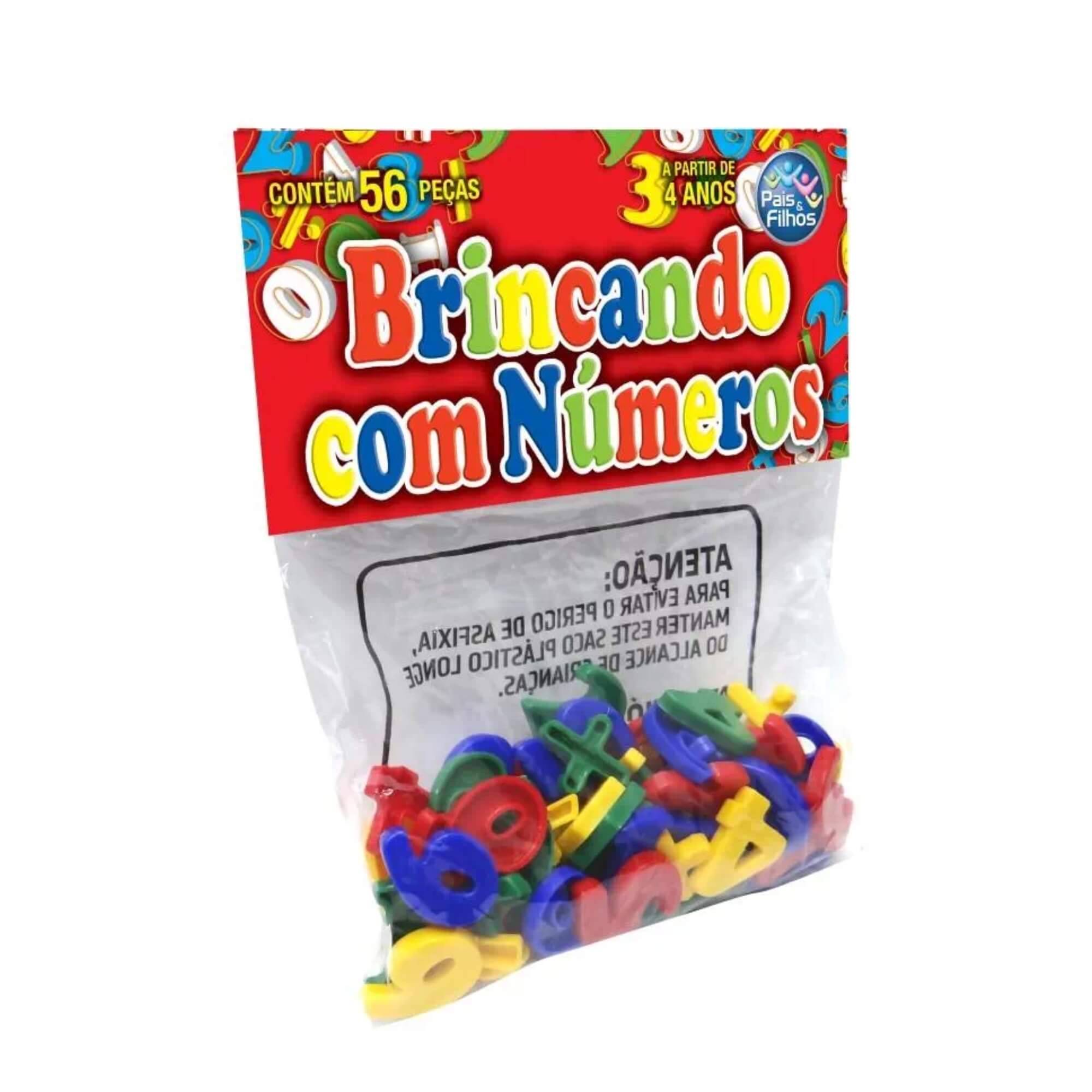 Jogo Didático Brincando com Números 56 Peças Pais e Filhos - 4743-1