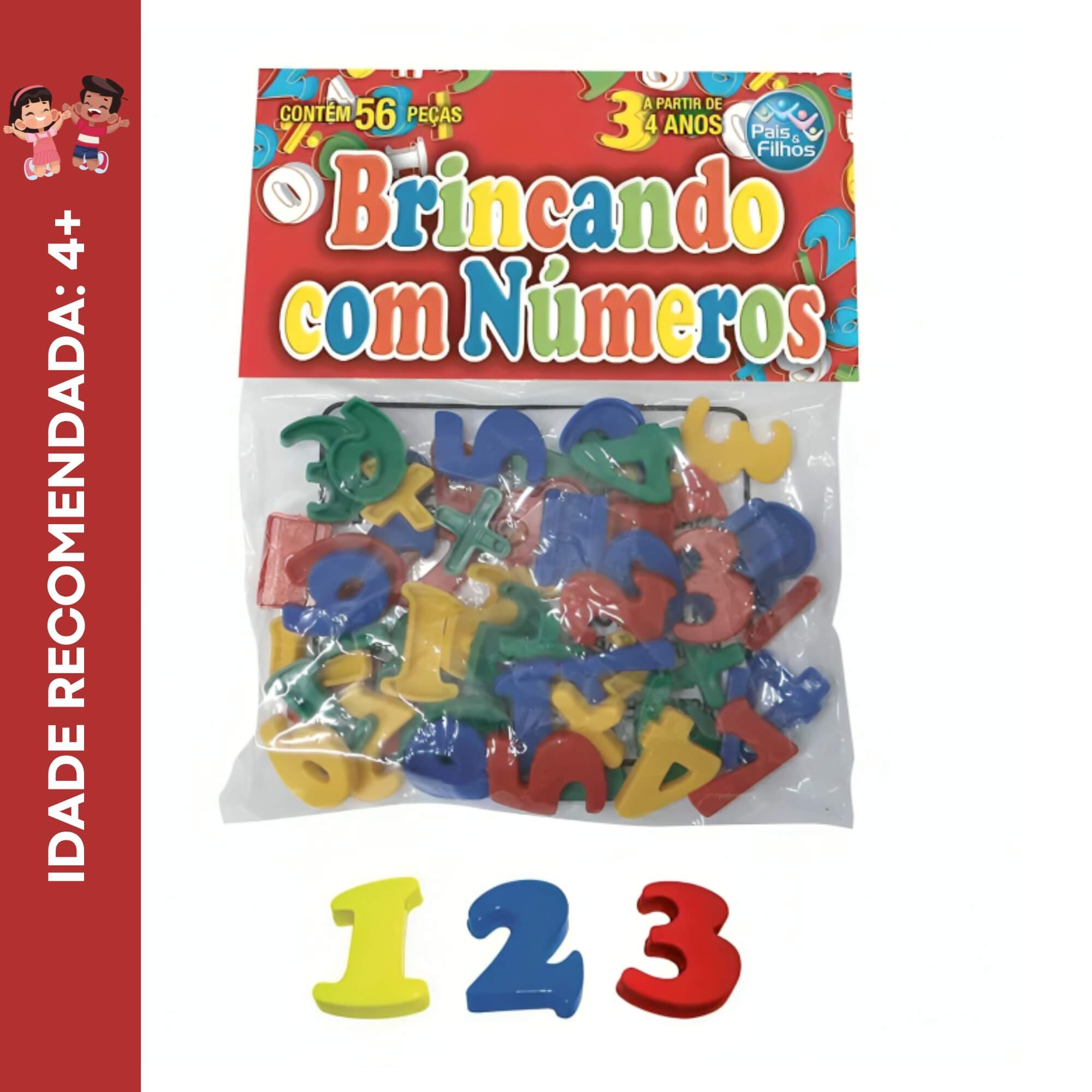 Jogo Didático Brincando com Números 56 Peças Pais e Filhos - 4743-1
