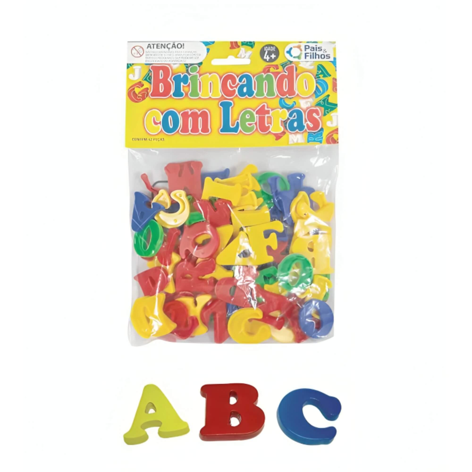 Jogo Didático Brincando com Letras 70 Peças Pais e Filhos - 4744-1