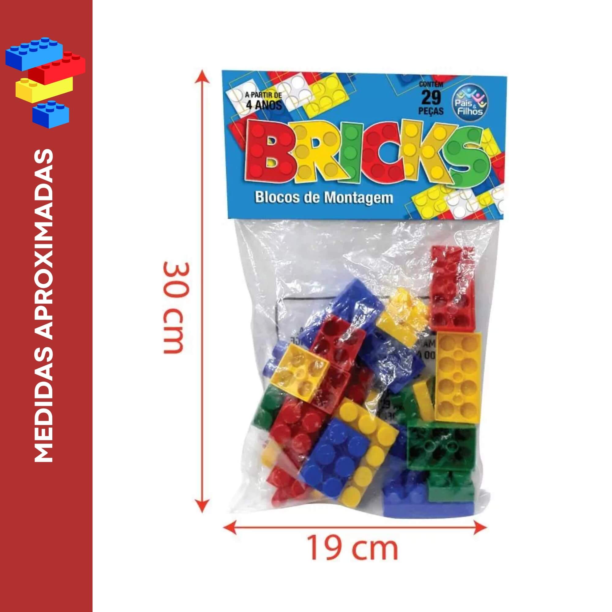 Brinquedo Infantil Bricks Blocos de Montar 29 Peças Pais e Filhos - 4745-1