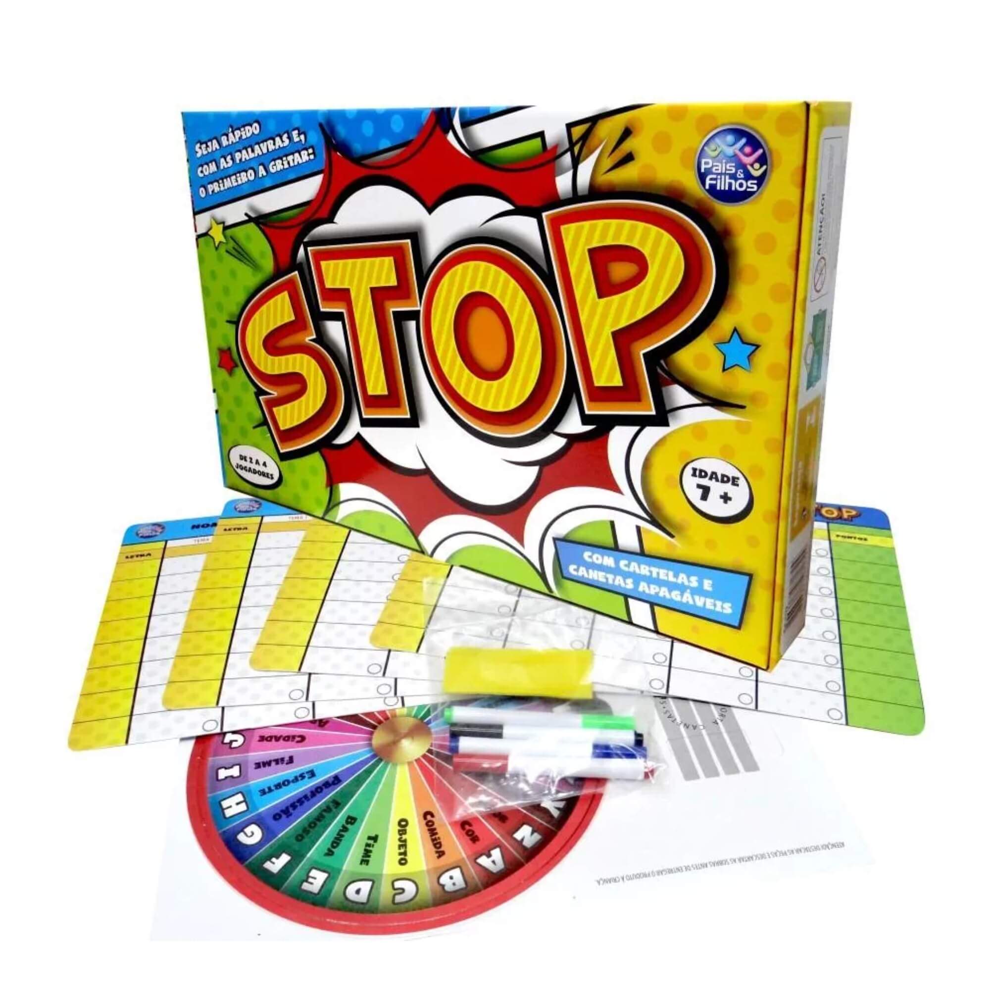 Jogo Stop com Cartelas e Canetas Apagáveis Pais e Filhos - 7172-1
