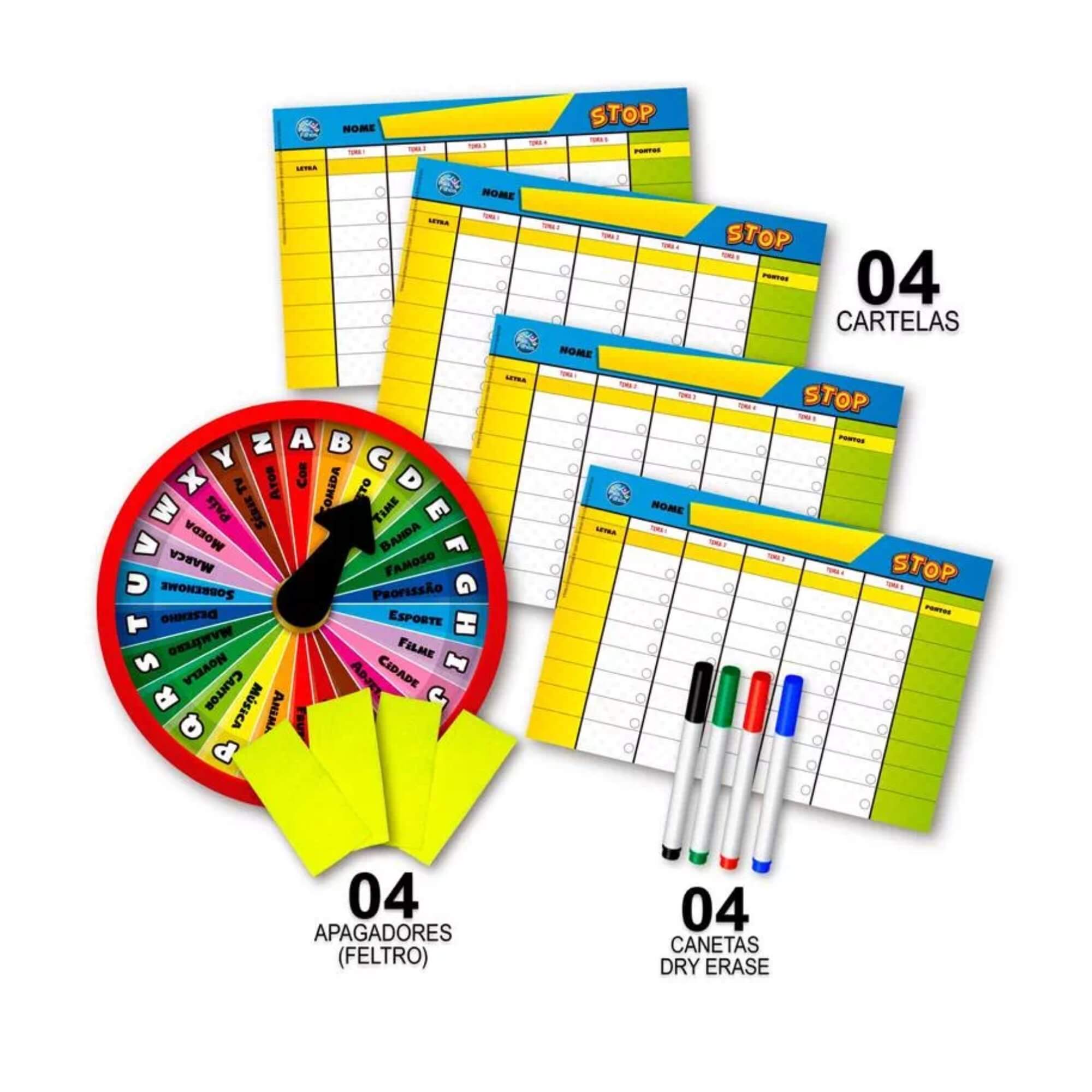 Jogo Stop com Cartelas e Canetas Apagáveis Pais e Filhos - 7172-1