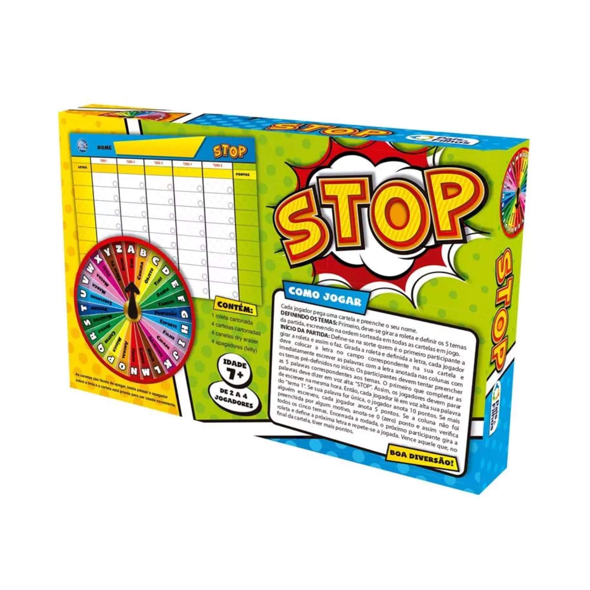 Jogo Stop com Cartelas e Canetas Apagáveis Pais e Filhos - 7172-1
